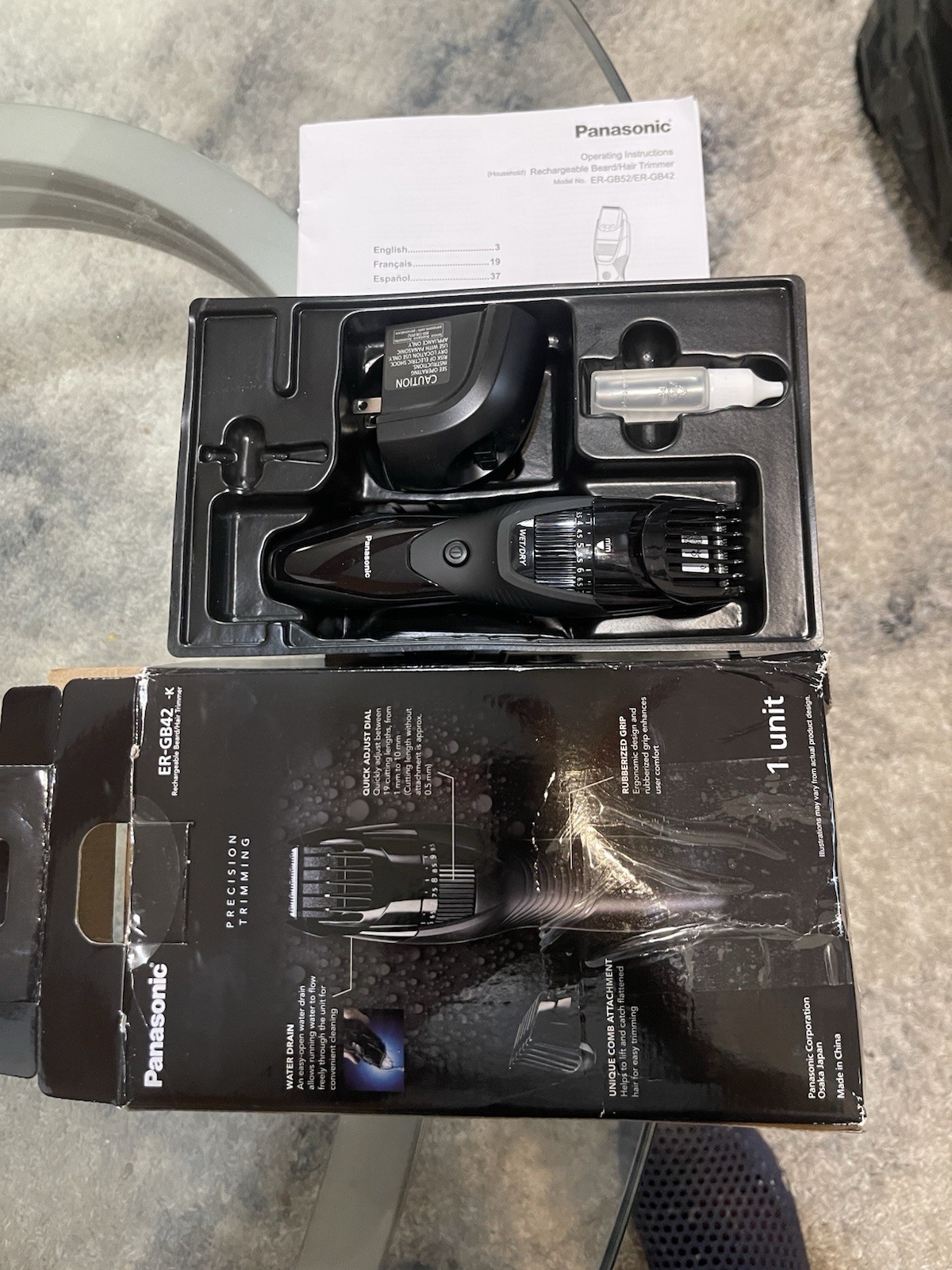 Panasonic ER-GB42-K Beard & Hair Trimmer Wet/Dry Waterproof Cordless Adjustable