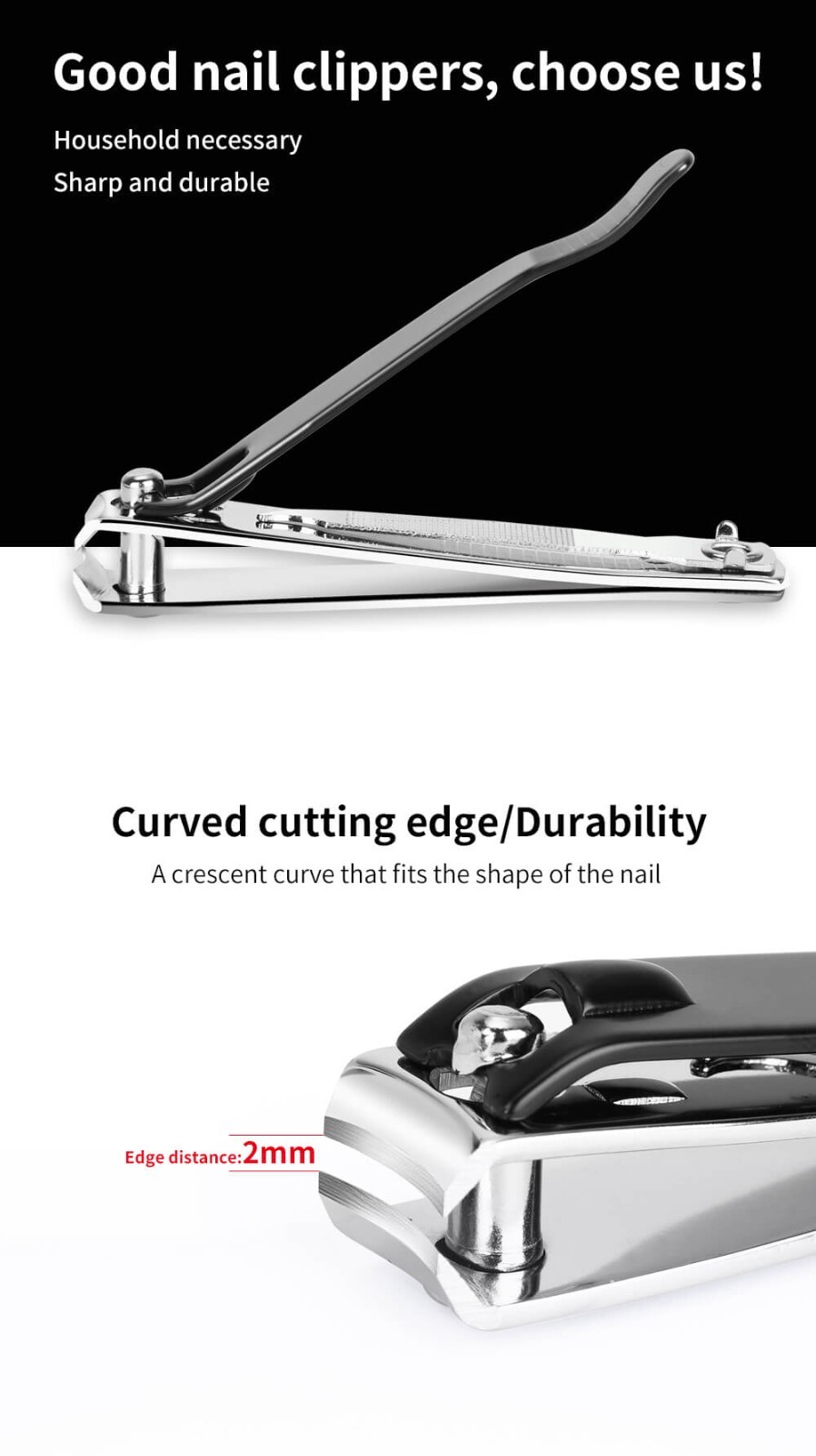Stainless Steel Nail Clipper – #212AB Curved