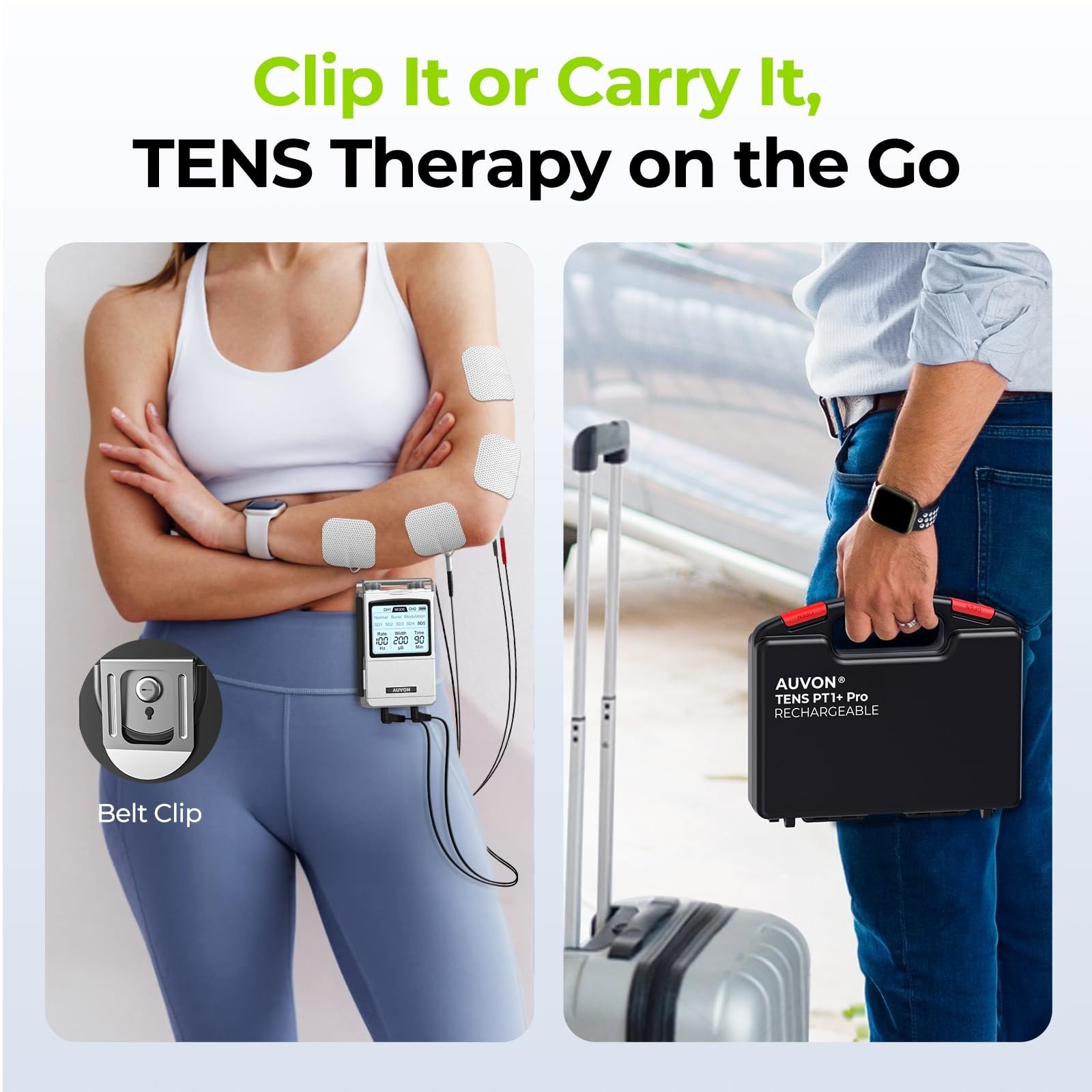AUVON Rechargeable TENS Unit Muscle Stimulator, FSA HSA Eligible, Digital TEN…