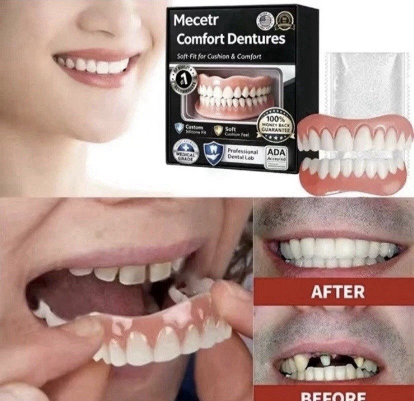 Mecetr Comfort Dentures Soft-Fit Cushion & Comfort Dentures White/Pink