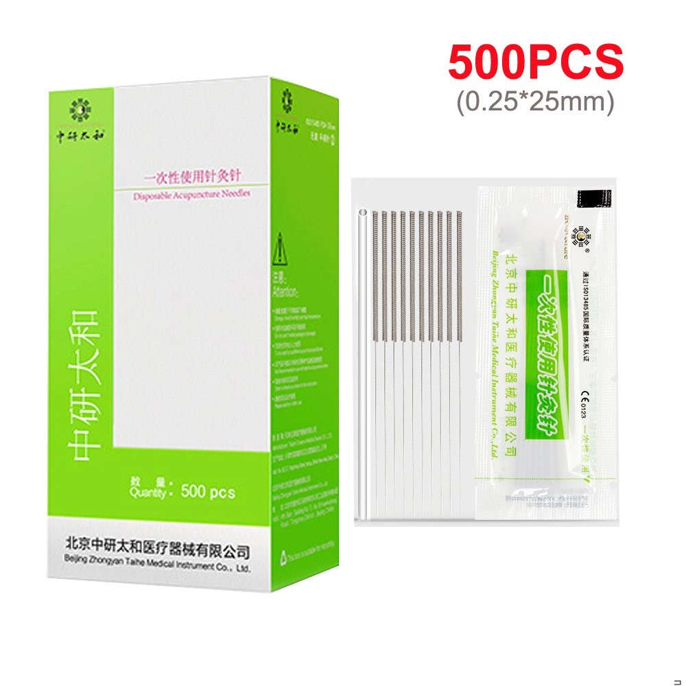 500Pcs 0.25mm 1″ Acupuncture Manual Needles Disposable Sterile with Guide Tube