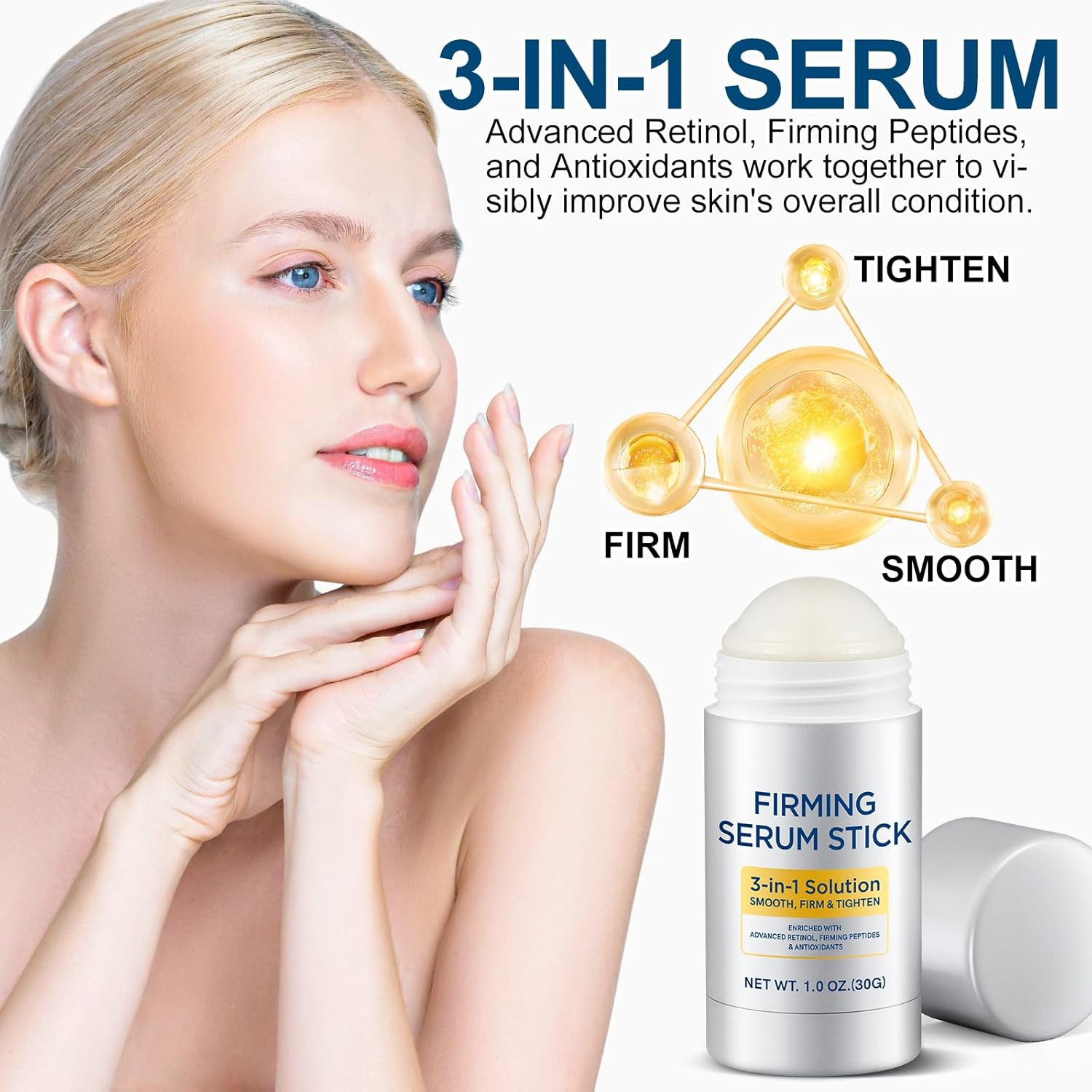 Retinol Firming Serum Stick for Face, Neck & Body – 3-In-1 Firming for Wrinkles,
