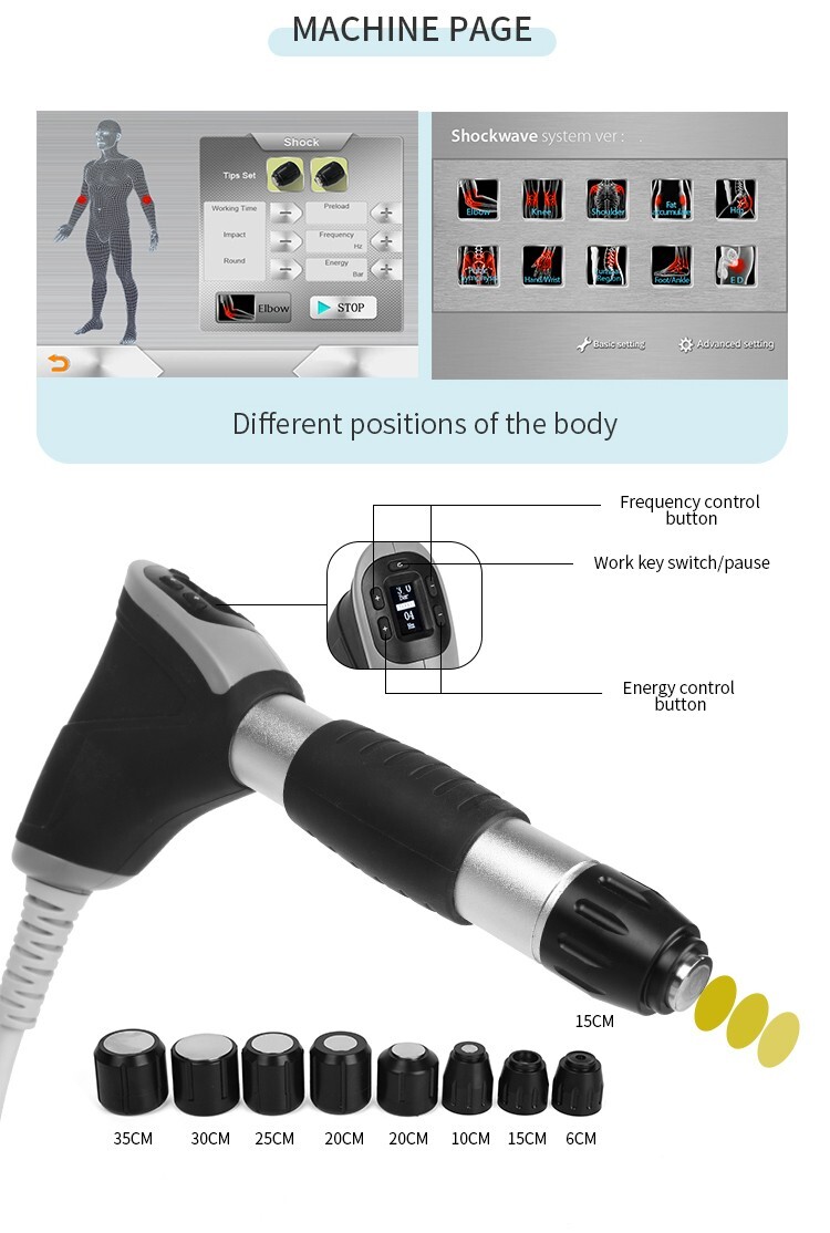 10 Bar Pneumatic ED Shockwave Therapy Machine Pain Relief Removal Spa for Gym US