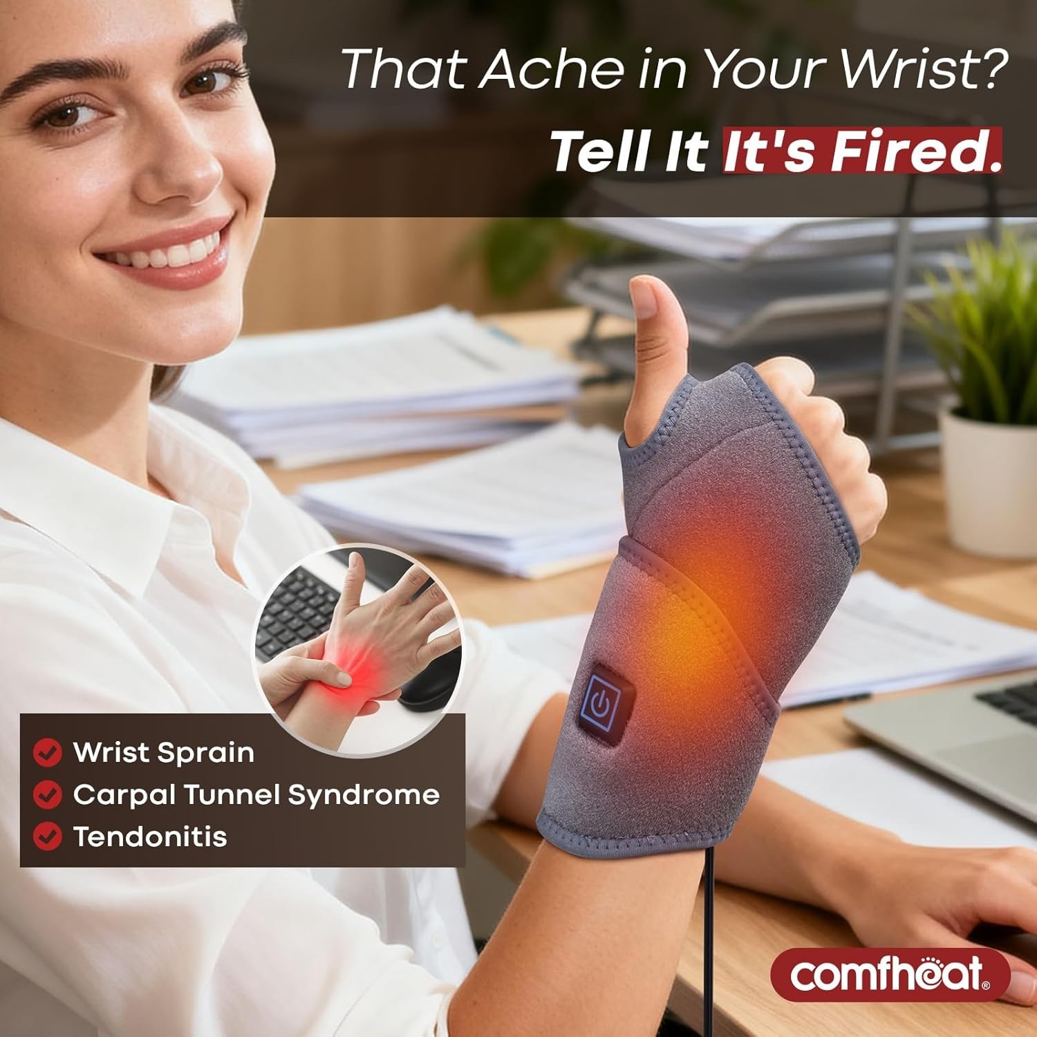 Carpal Tunnel Heating Pad – Non-Rechargeable Wrist Wrap for Effective Relief