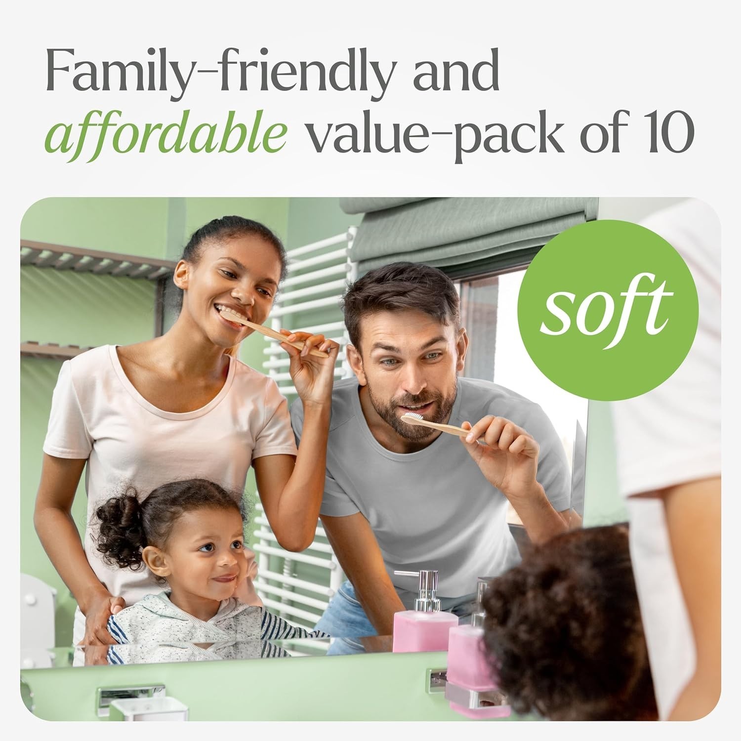 Bamboo Toothbrushes Eco-Friendly Soft Bristles 10 Pack Natural Wooden Toothbrush