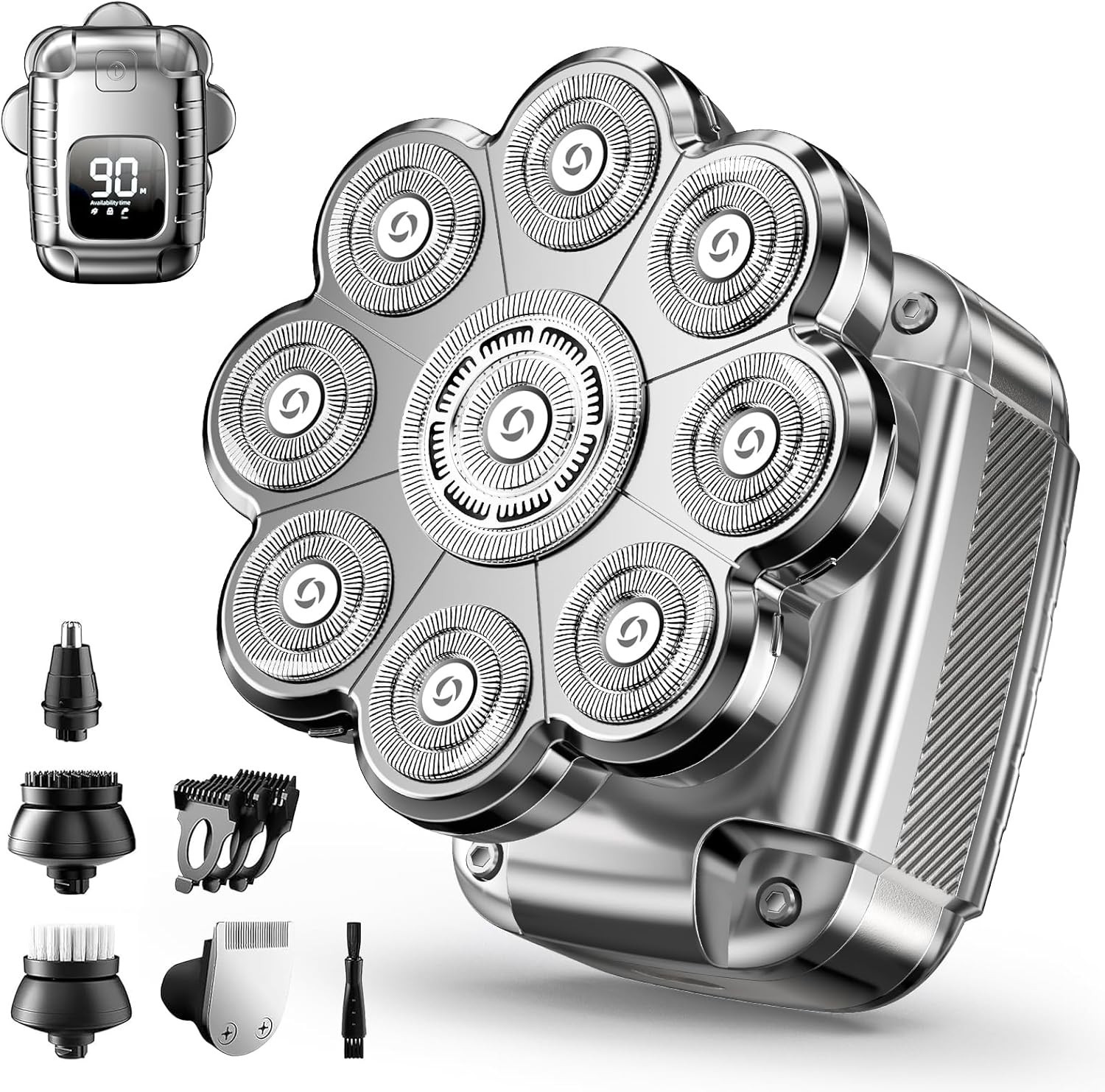 9D Head Shaver For Bald Men 5-in-1 Waterproof Electric Shaver Grooming Kit