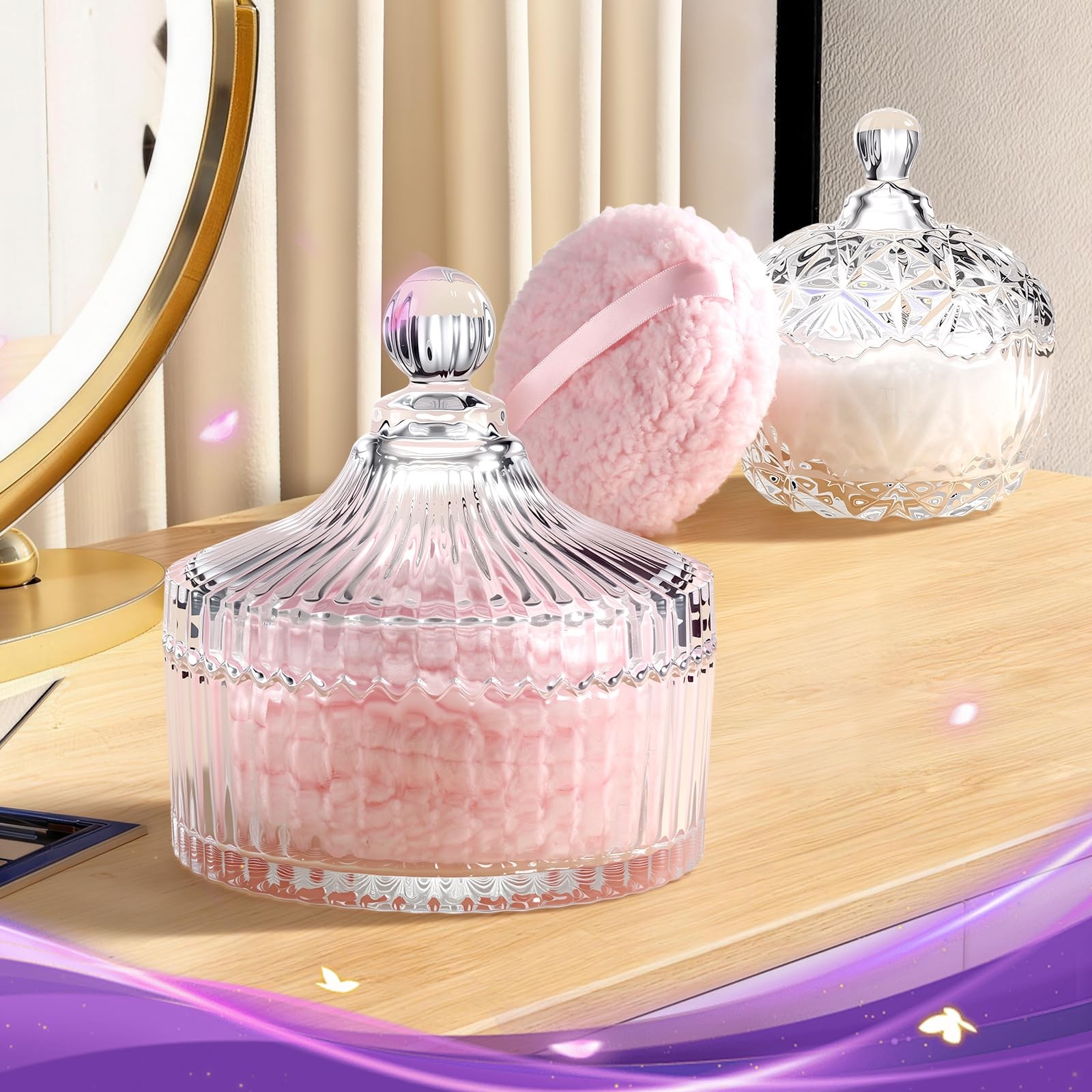 3 Pcs Large Body Powder Puff and Container, Powder Container with Puff, Powde…
