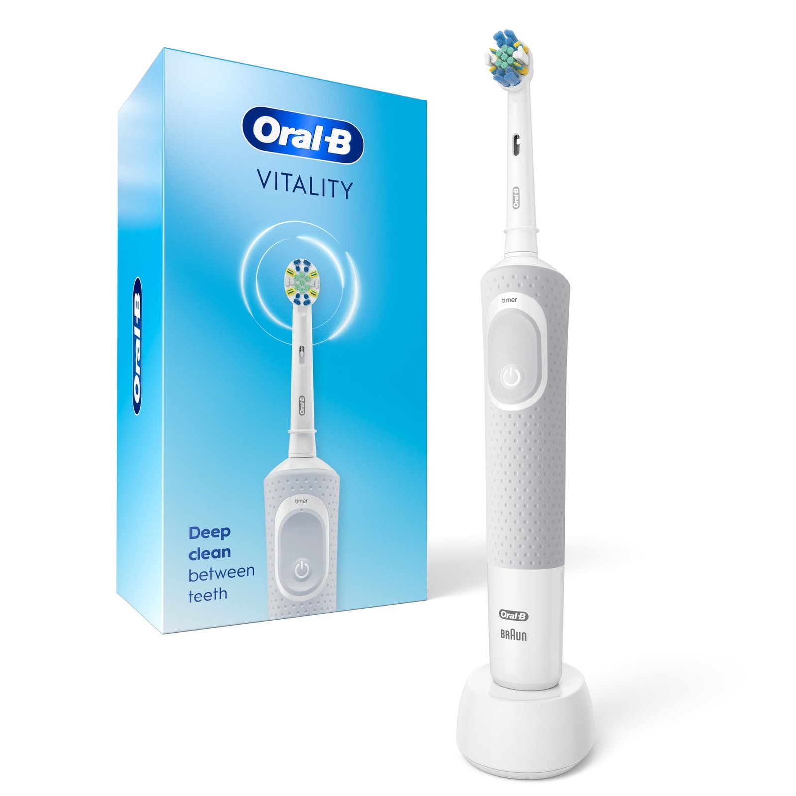 Oral-B Toothbrush, Vitality FlossAction Rechargeable Electric Toothbrush, White