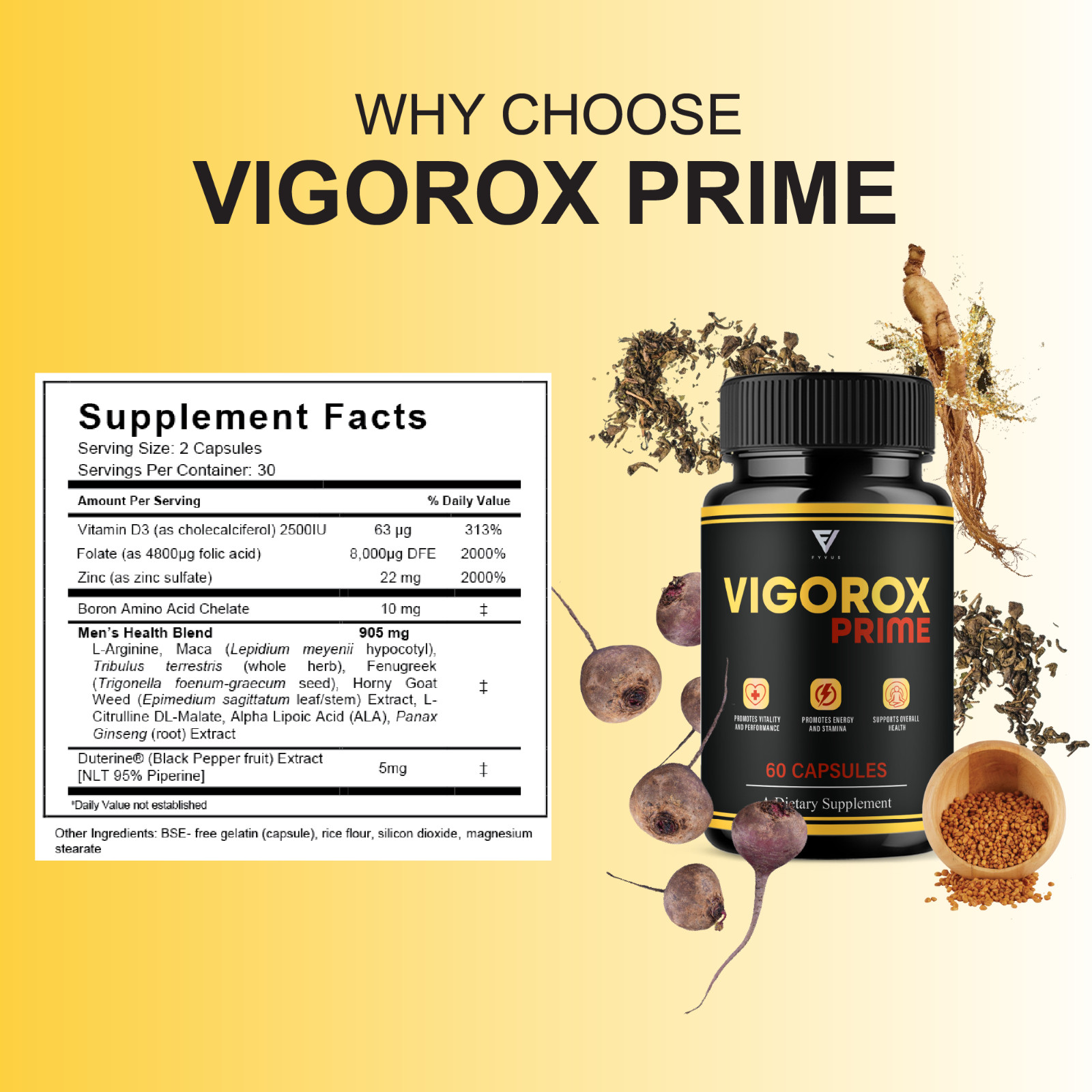(3 Pack) Vigorox Prime Max Performance Supplement, VigoroxPrime (180 Capsules)