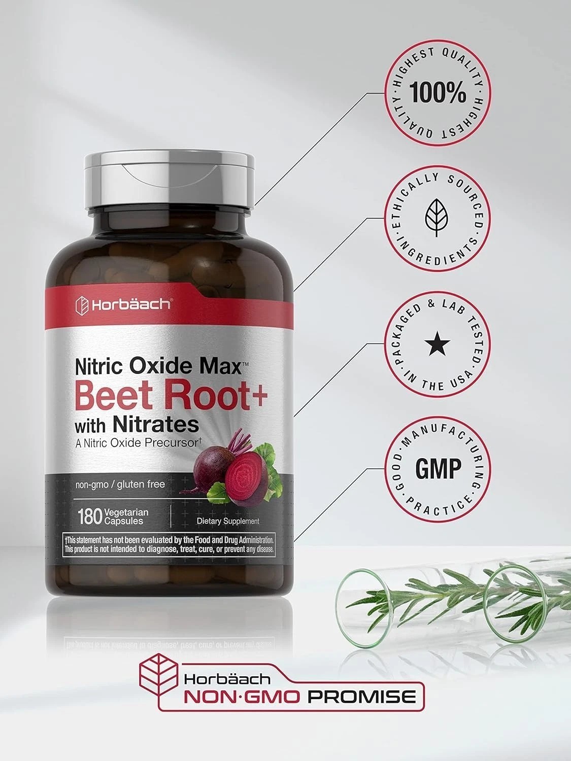 Horbäach Nitric Oxide Beet Root Capsules | 180 Count | with Nitrates and…