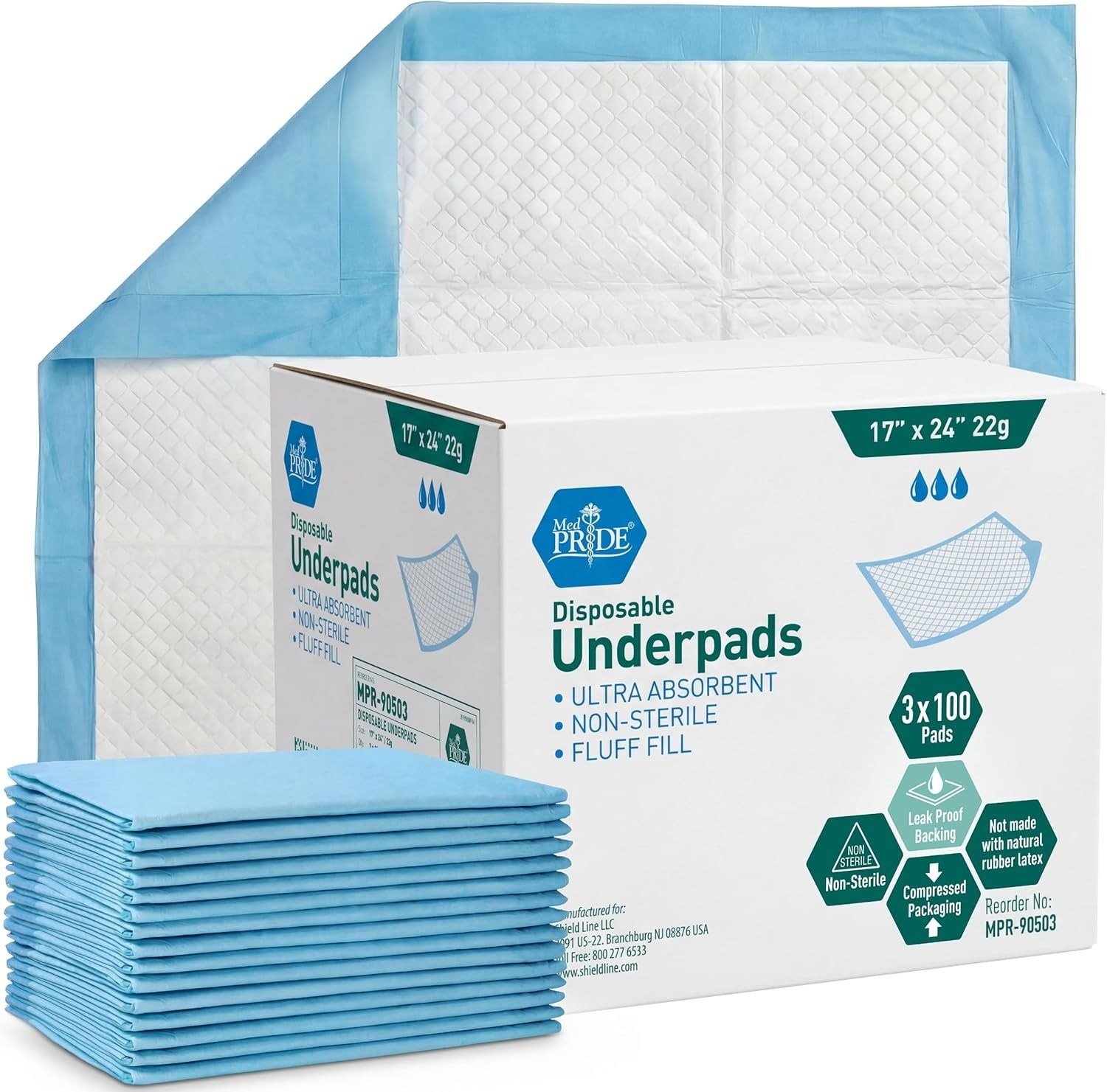 Disposable Underpads 17 x 24 Inches, 100 Count Incontinence Pads Bed Covers
