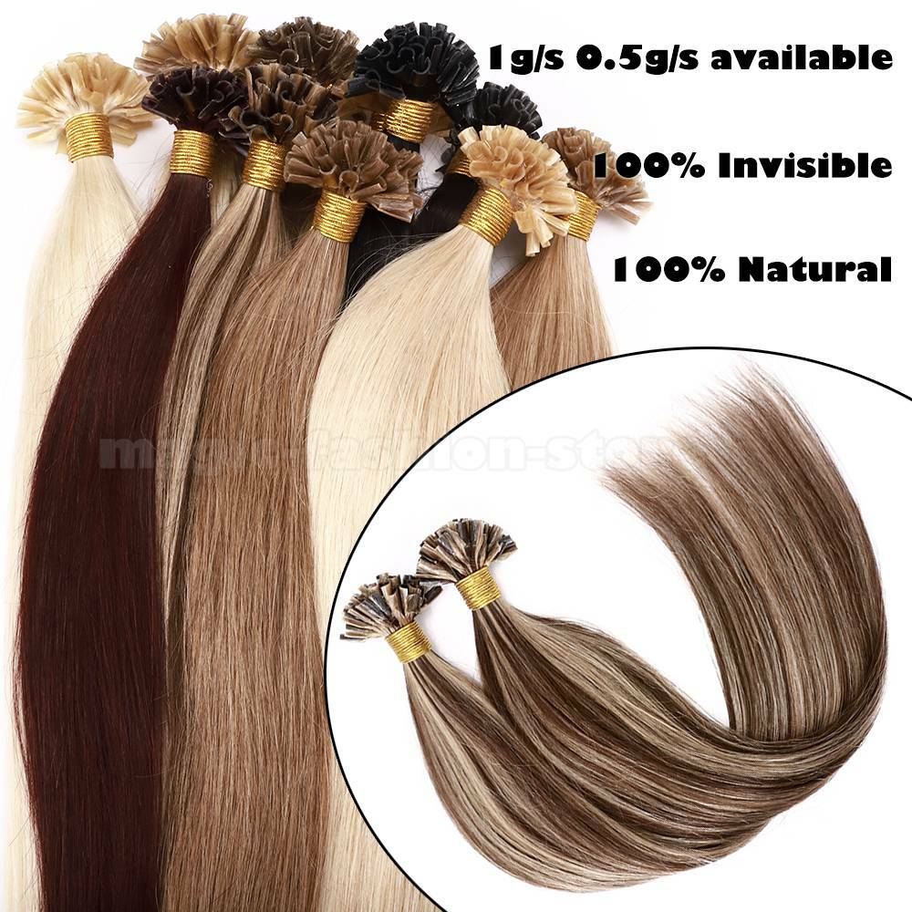 16″-24″ Double Drawn Nail U Tip Human Hair Extensions Pre-bonded Keratin 1g 200g