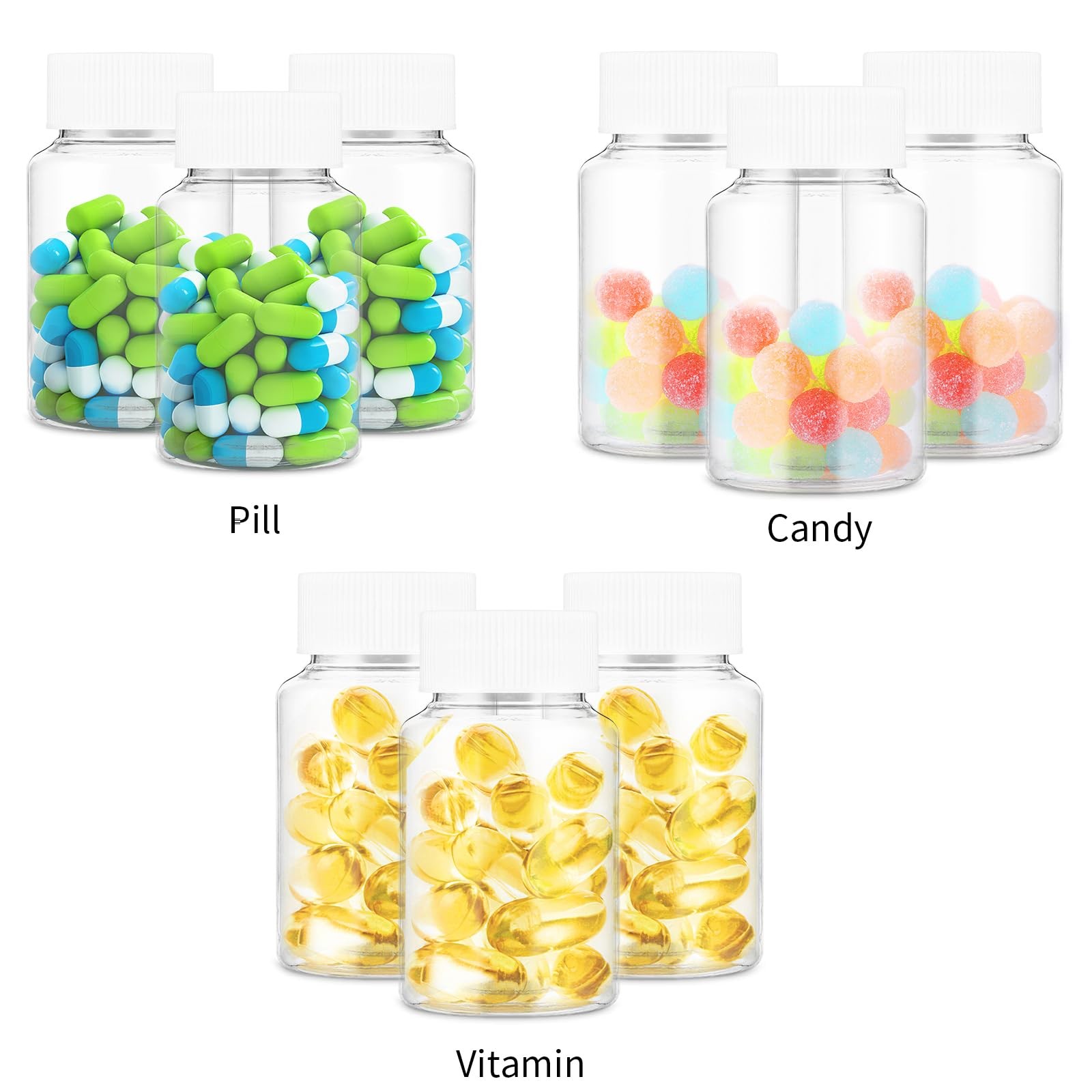 WLLHYF 4Pcs Clear Pill Bottle, 80ml Empty Clear Plastic Pill Bottles Medicine…