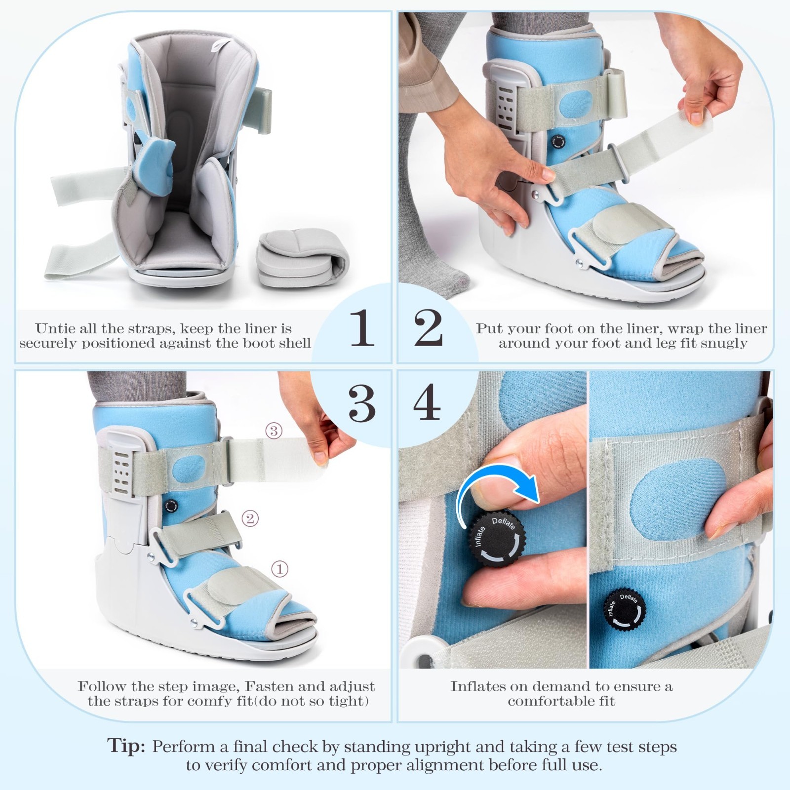 Adjustable Air Cam Walker Boot for Foot Injury, Fracture Support, Sprained Ankle