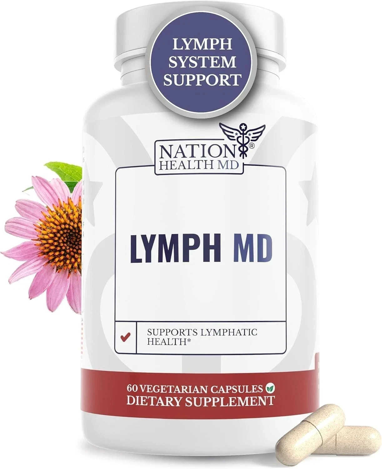 Lymph MD – Lymphatic System Supplement with 9 Botanicals 60 Capsules, Pack of 2.