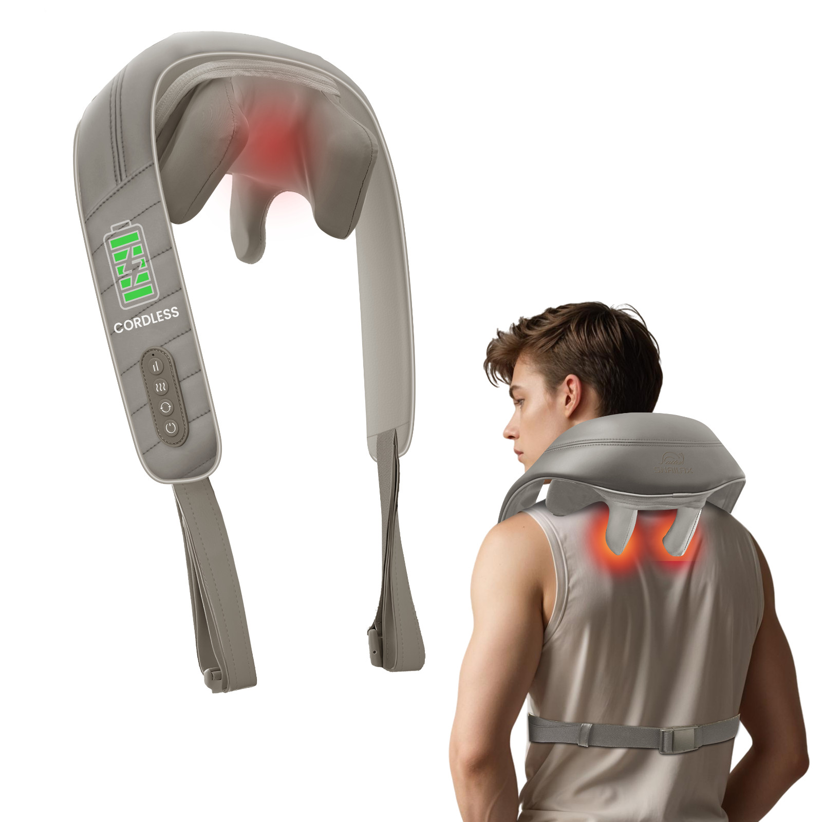 Snailax Neck Massager with Heat, Cordless Deep Kneading Shoulder Back Massager