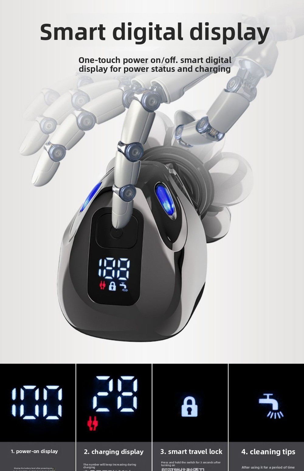 7D Waterproof Electric Head Shaver: 7 Rotary Blades for Men’s Bald Head Shaving