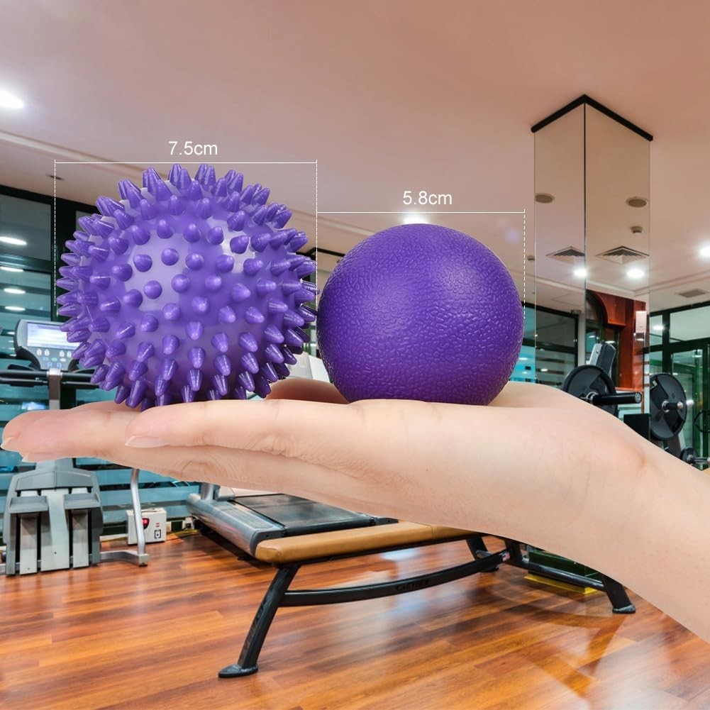 Portable Deep Tissue Massage Balls – 2 Pack Lacrosse & Spike for Pain Relief
