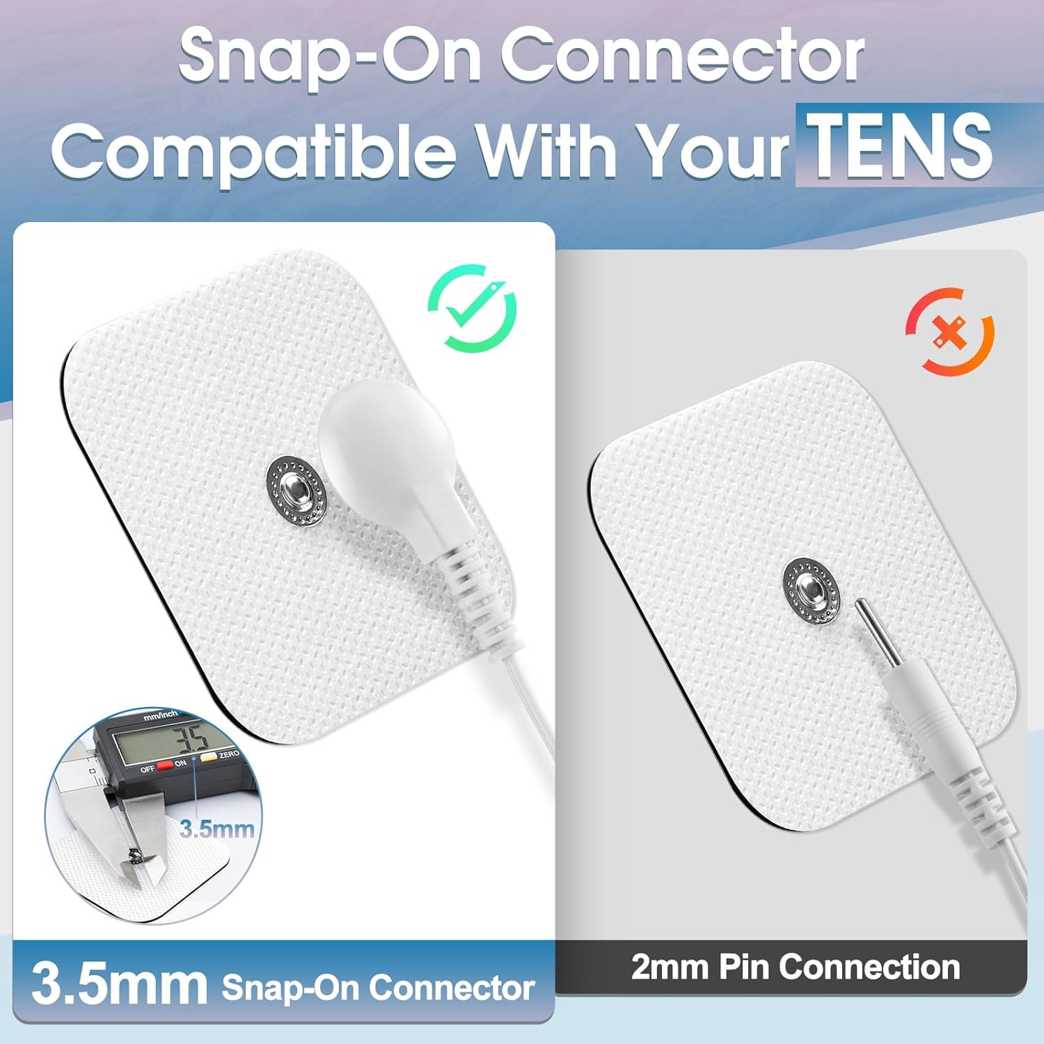 TENS Unit Replacement Pads, 20PCS 3.5Mm Snap Electrode Pads, Self-Adhesive