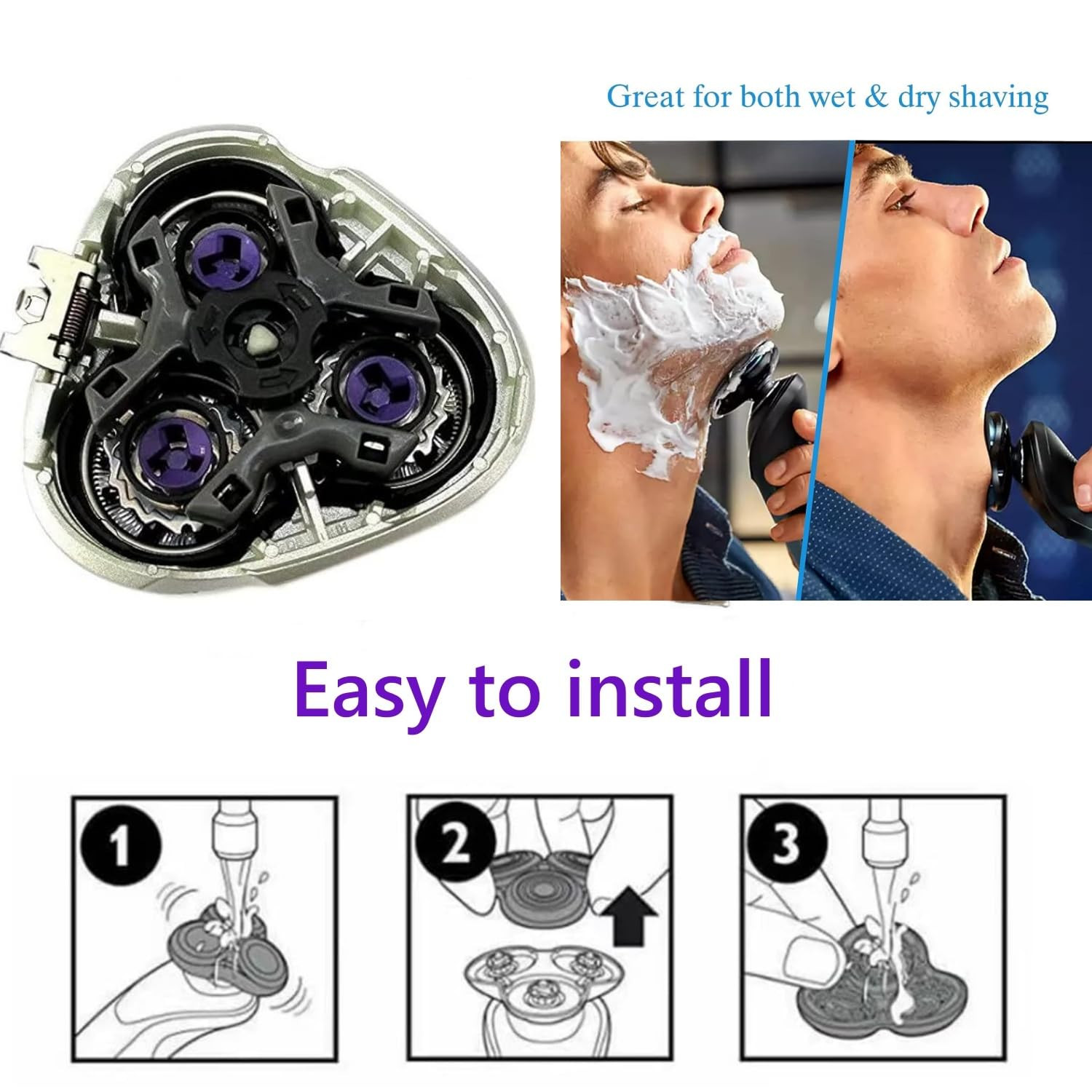 2025 Full Complete HQ8 Replacement Shaver Head Compatible with Norelco Aquatec S