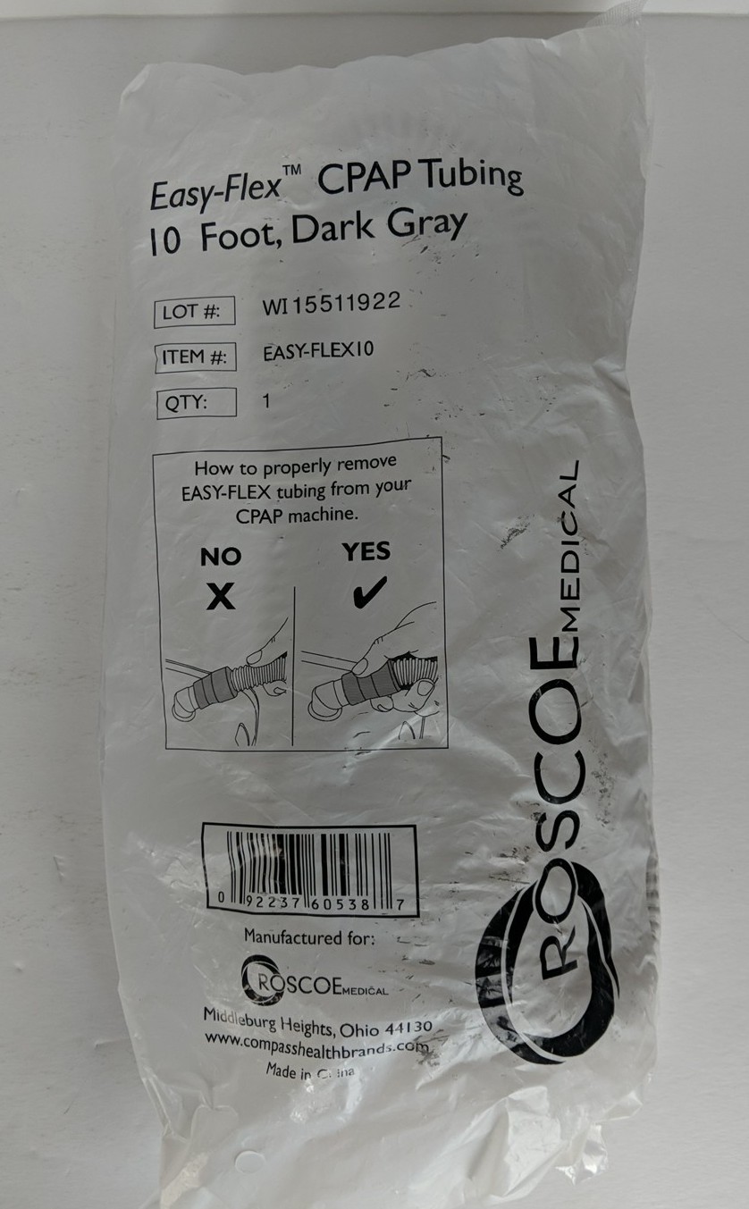 Roscoe Medical Easy-Flex CPAP Tubing 10 Foot Dark Gray New Old Stock EASY-FLEX10