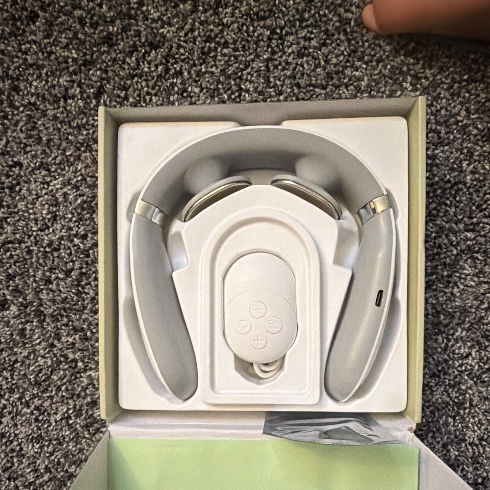 EL1 Heated TENS Electrotherapy Neck Massager, White/Gray, ABS/Silicone
