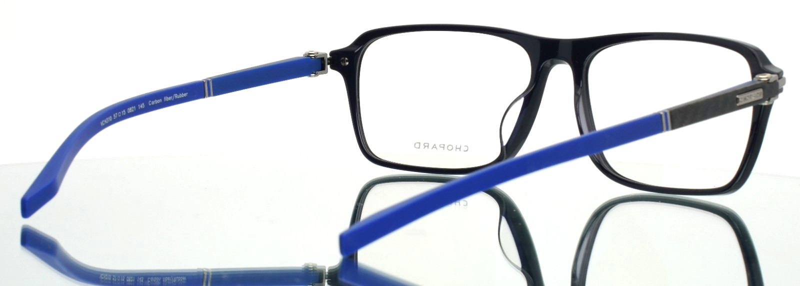 CHOPARD VCH310 0821 Navy Mens Rectangle Full Rim Eyeglasses 57-15-145 B:40