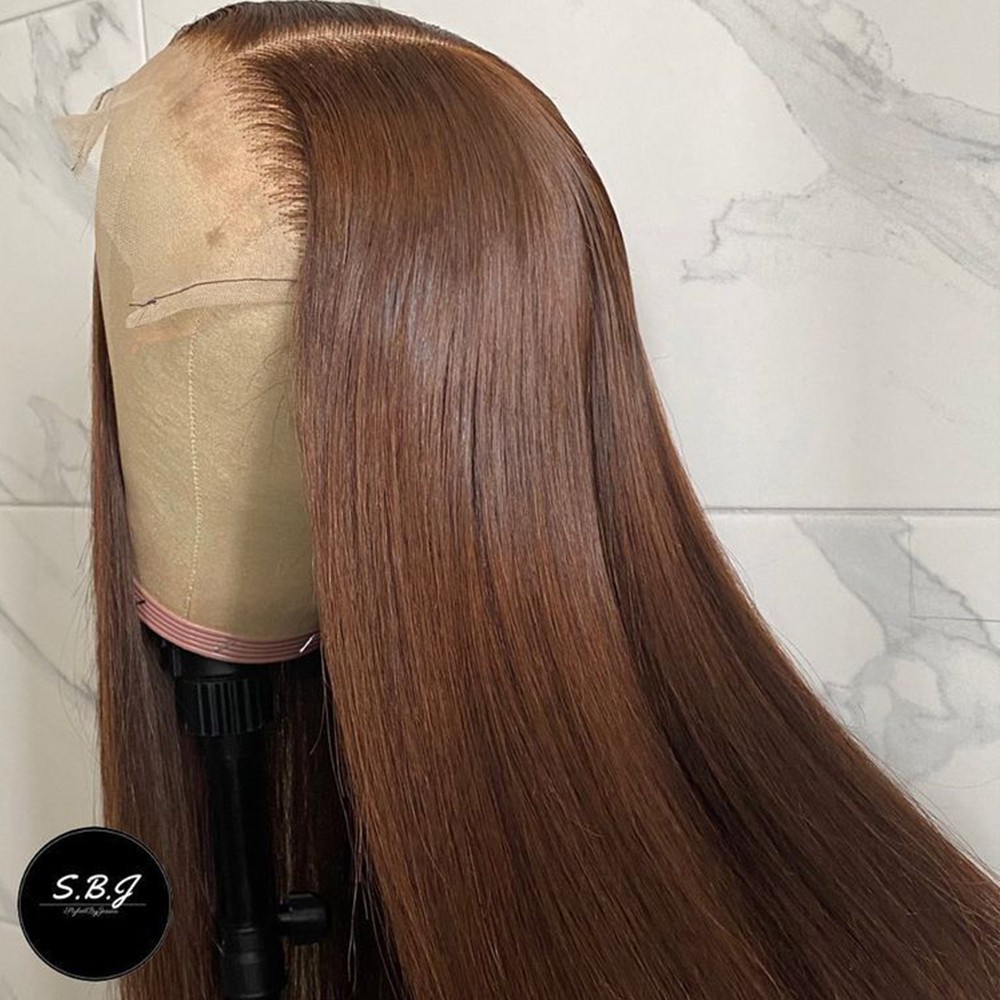 13×4 Free Part Pre Plucked Natural Hairline Lace Front Wigs Dark Brown Glueless