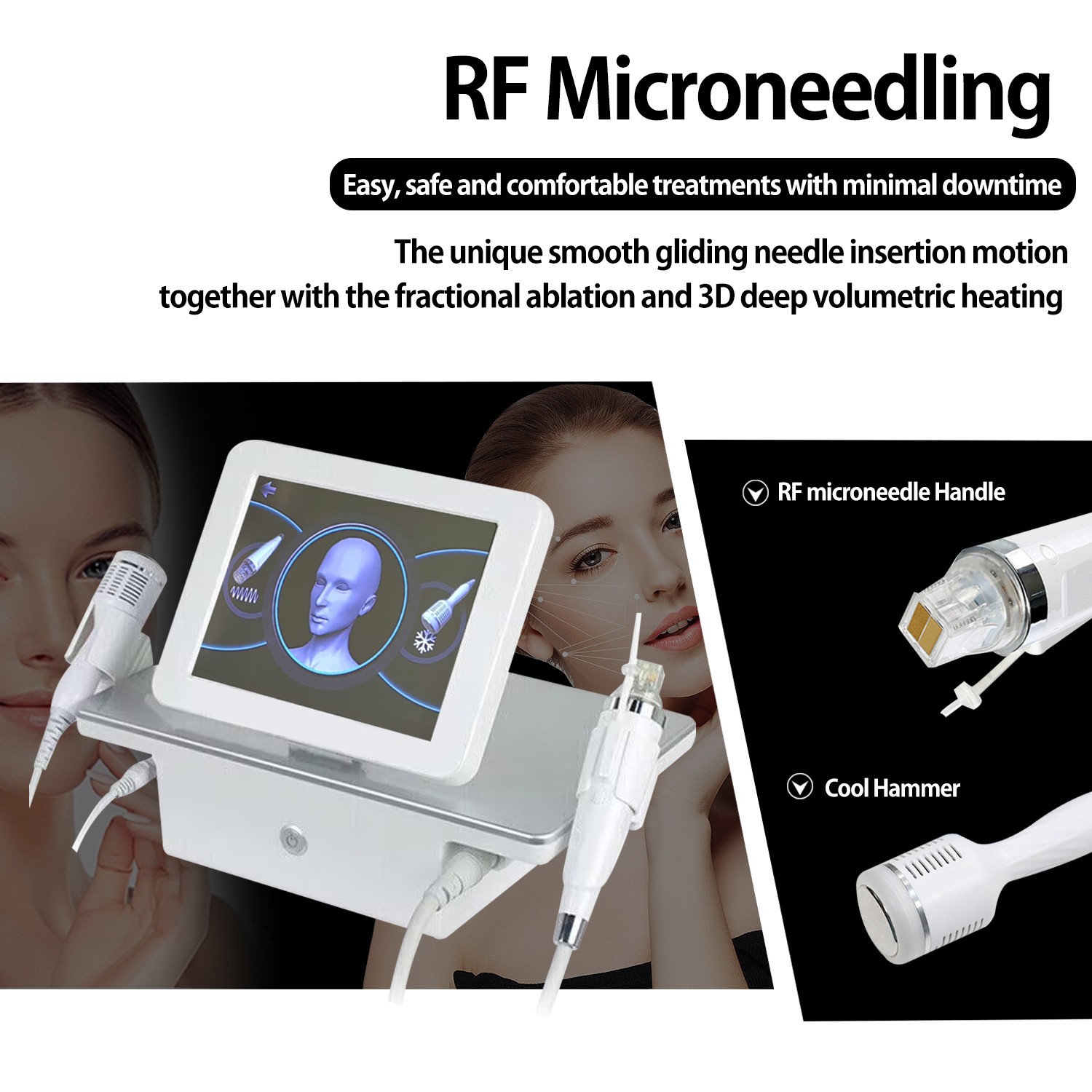 Fractional M8 RF Cold Hammer Face Skin Lift Beauty Machine Insulated Cartridges