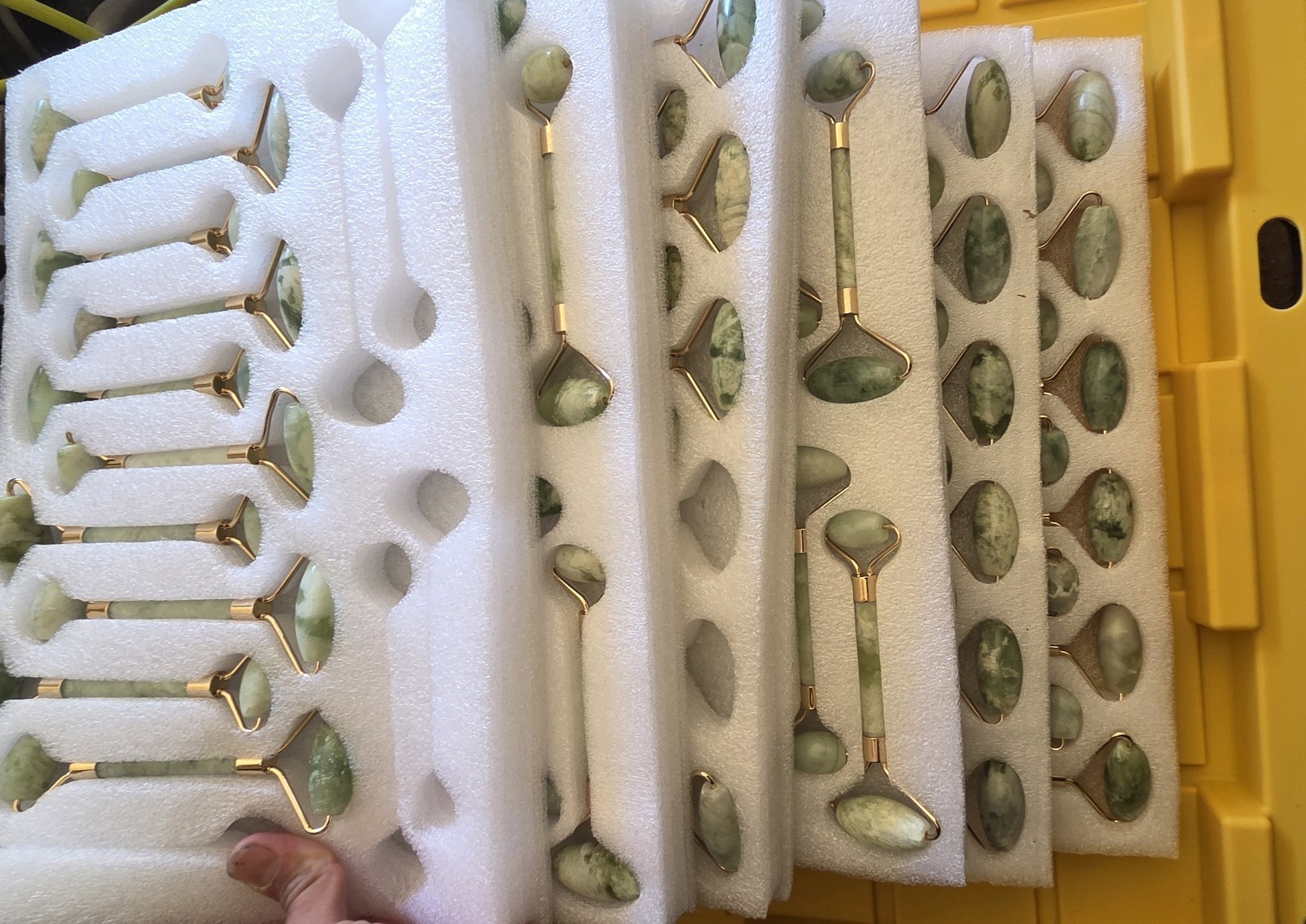 45!! Jade Face Massage Roller Green Rolling Bulk Lot 2-Head Handheld Lightweight