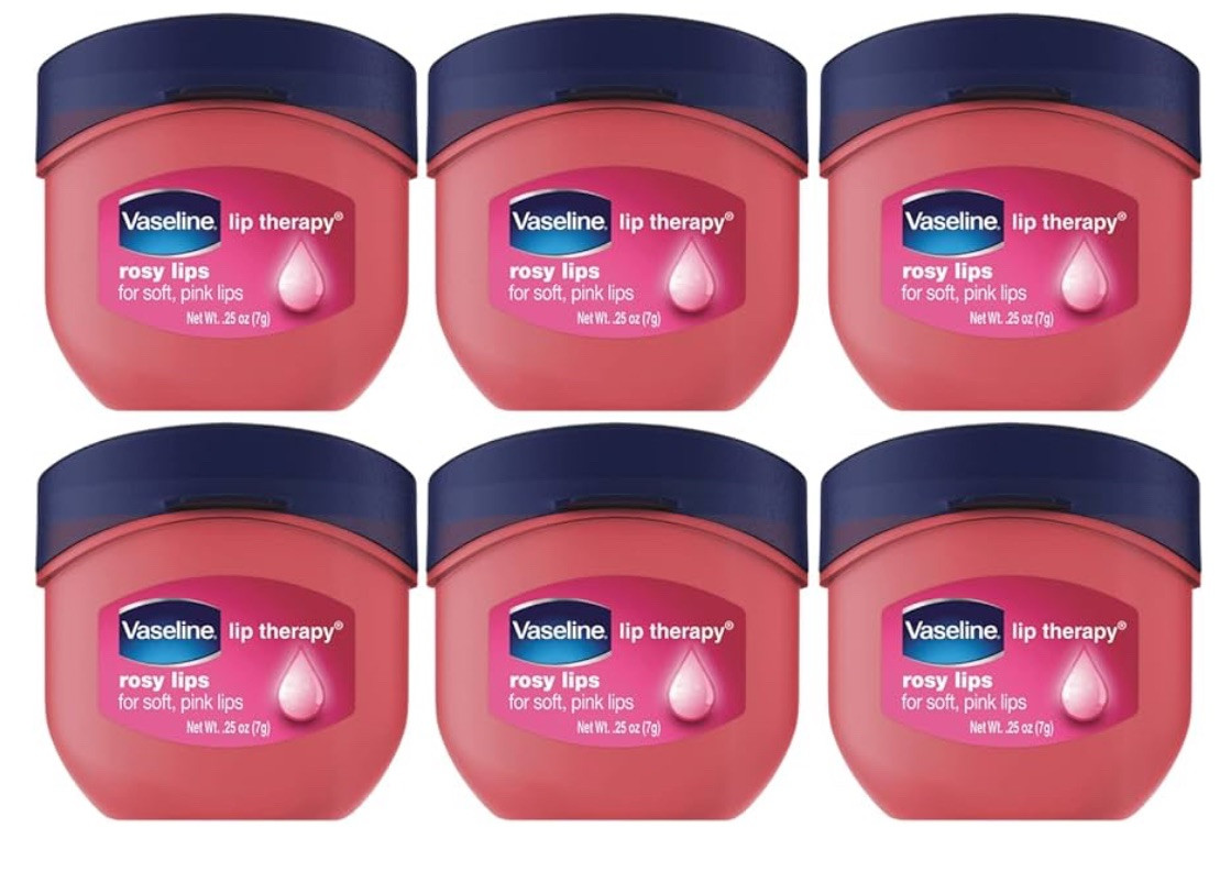 Vaseline Rosy Lips 6 PACK Therapy Relieves Dry & Cracked Lips 0.25 Oz
