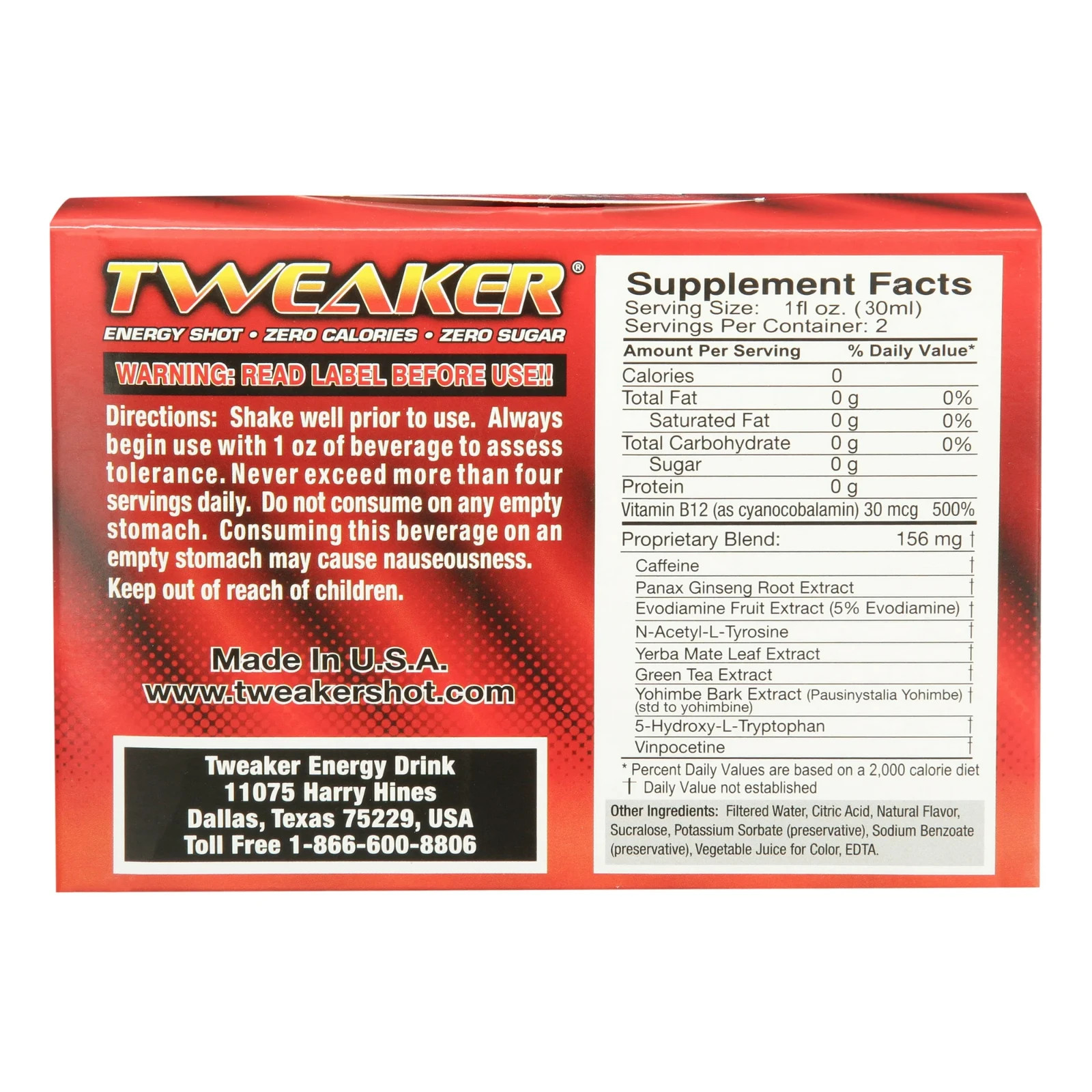 Tweaker Energy Shot, Pomegranate, 2 fl oz, 24 Count – FREE SHIPPING