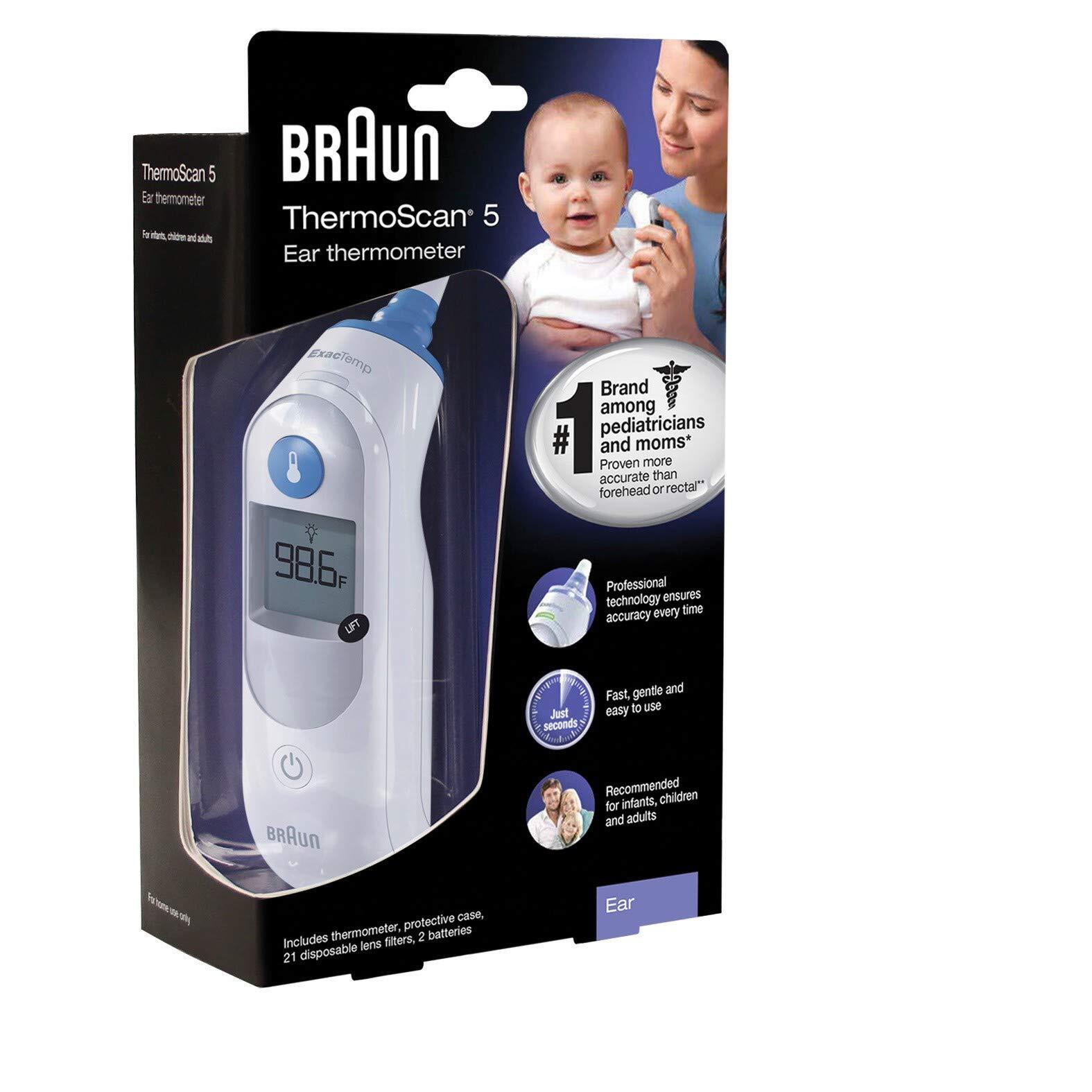Braun ThermoScan 5 Ear Thermometer- 21 Lens Filters Included, All Ages SEE DESCR