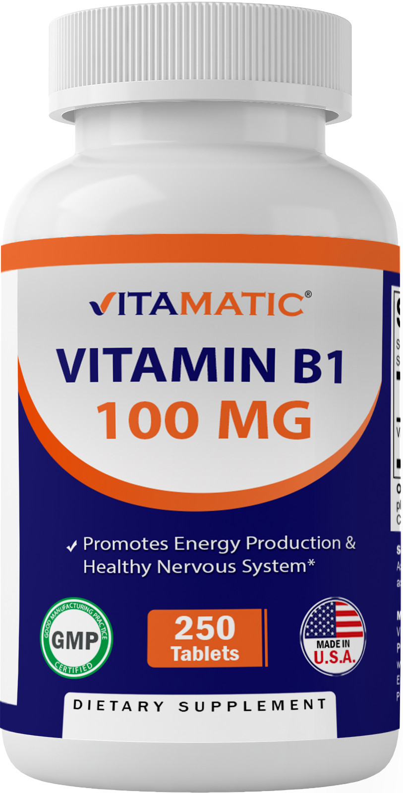 Vitamatic Vitamin B1 (As Thiamine Mononitrate) 100 mg – 250 Vegetarian Tablets