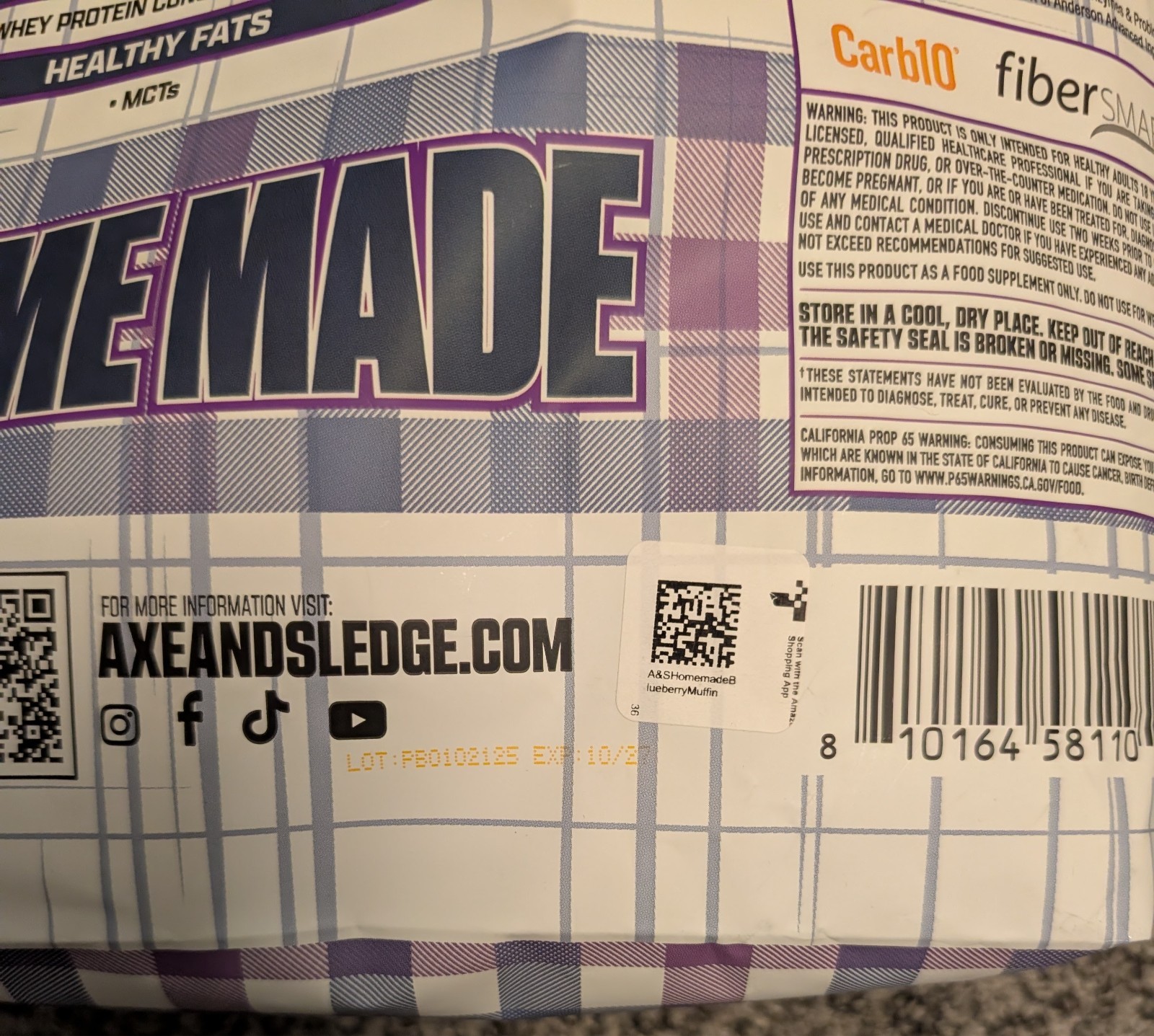 Axe & Sledge Home Made Meal Replacement Protein Blueberry Muffin Exp 10/27