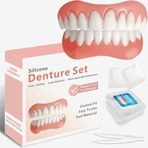 At-Home DIY Denture Kit: Full Set of Upper & Lower False Teeth for DIY Smile