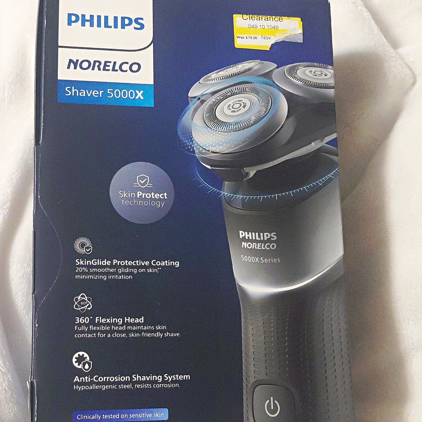 Philips Norelco Shaver 5000X Wet/Dry 360° Flexing Head 3-Head Rotary