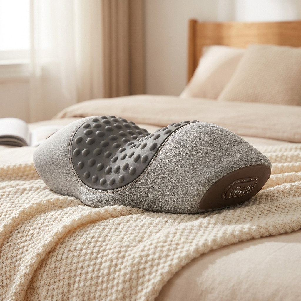 Electric Neck Massager Pillow Cervical Stretcher w/ Heat & Vibration Support