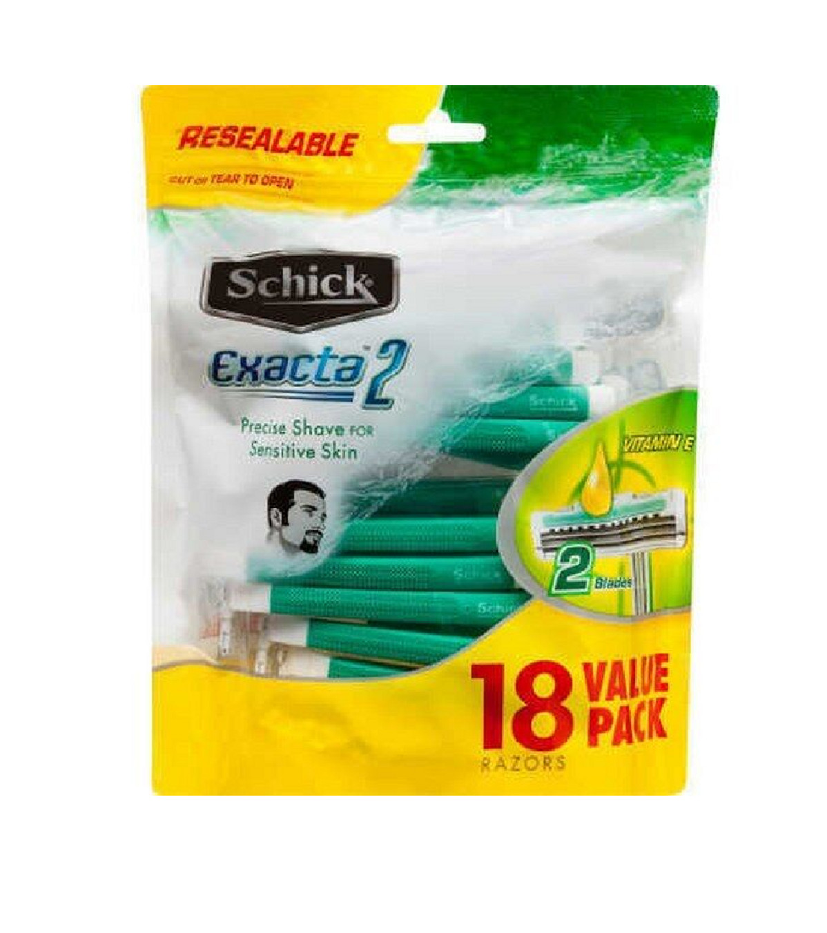 Schick Exacta 2 Sensitive Disposable Razors, Compares to Slim Twin, 18 Count