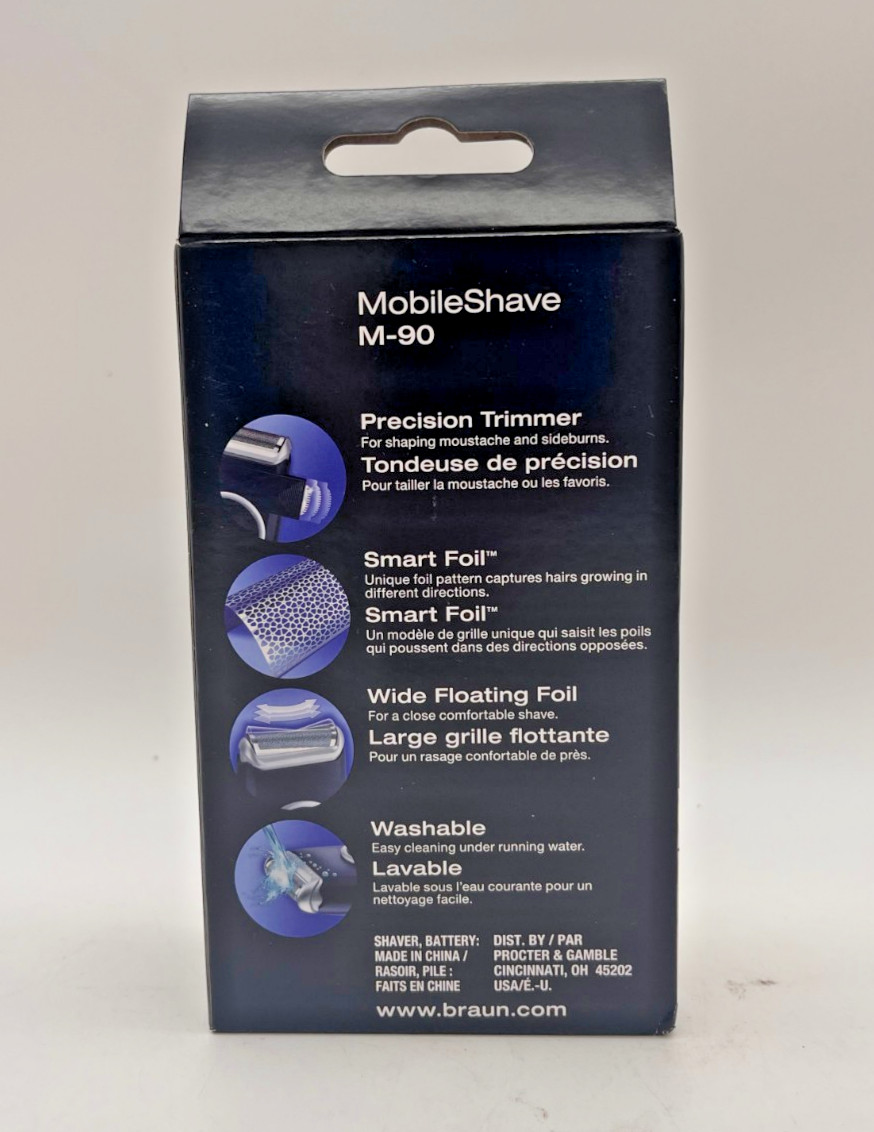 BRAUN MOBILE SHAVE M-90 TRAVEL SHAVER INCLUDES BATTERIES NEW & SEALED