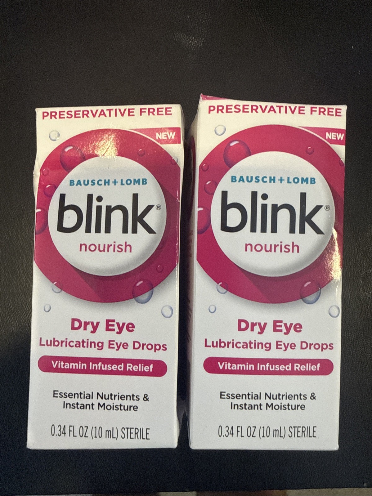 Lot of 2 Blink NOURISH DRY EYE ~ Lubricating Eye Drops ~ 10 ml Exp 02/27 Dmg Box