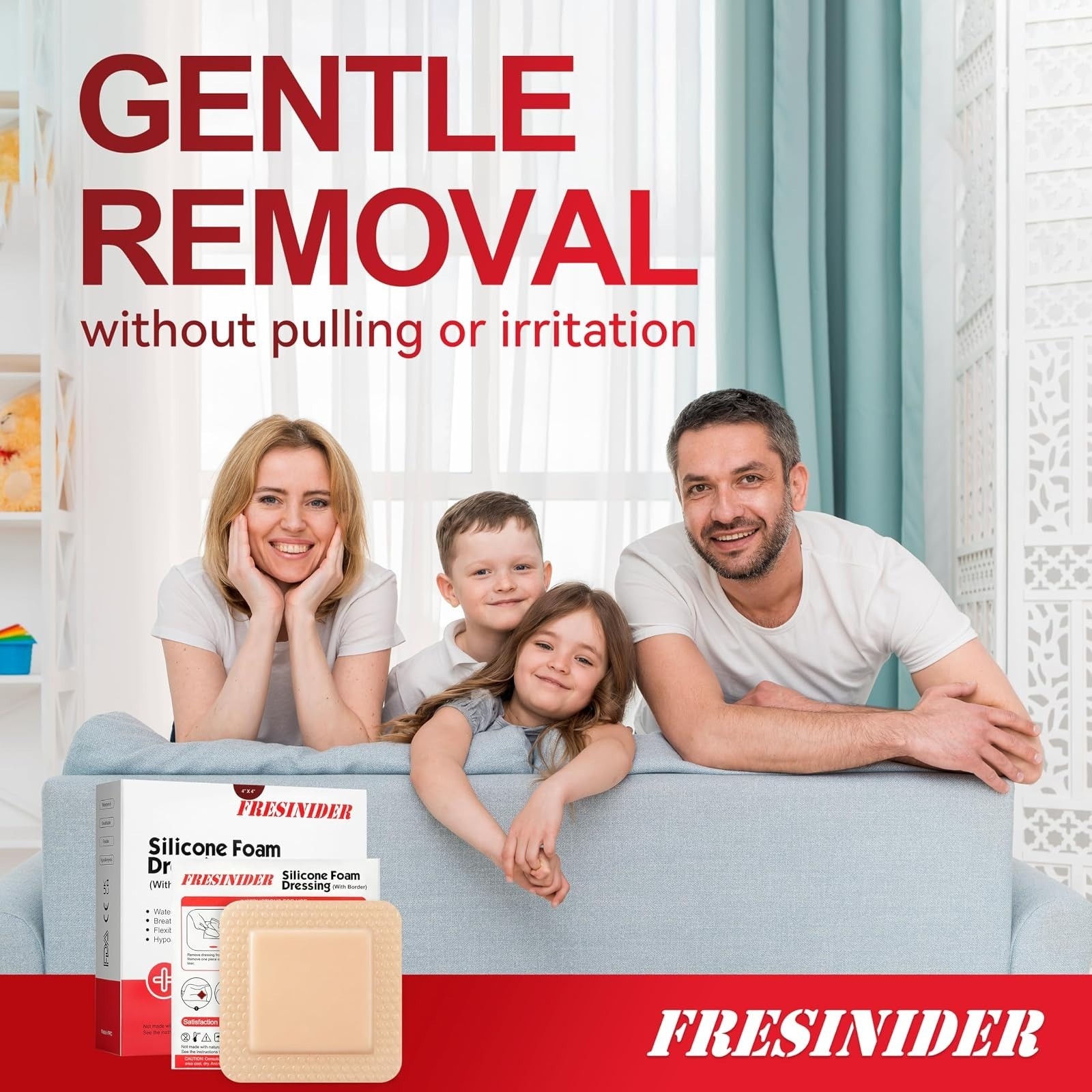 FRESINIDER Silicone Foam Dressing with Adhesive Border – 10 Pack