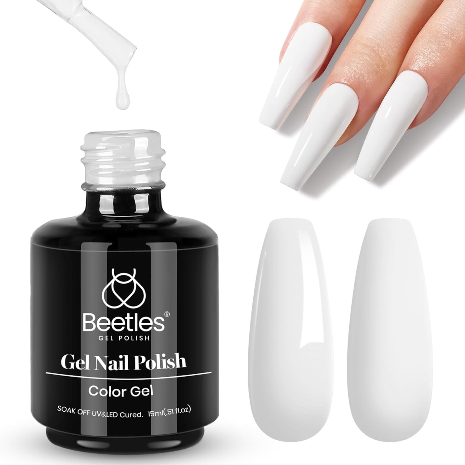 White Gel Nail Polish Beetles – 1PC 15ml White Summer Colors Gel Polish
