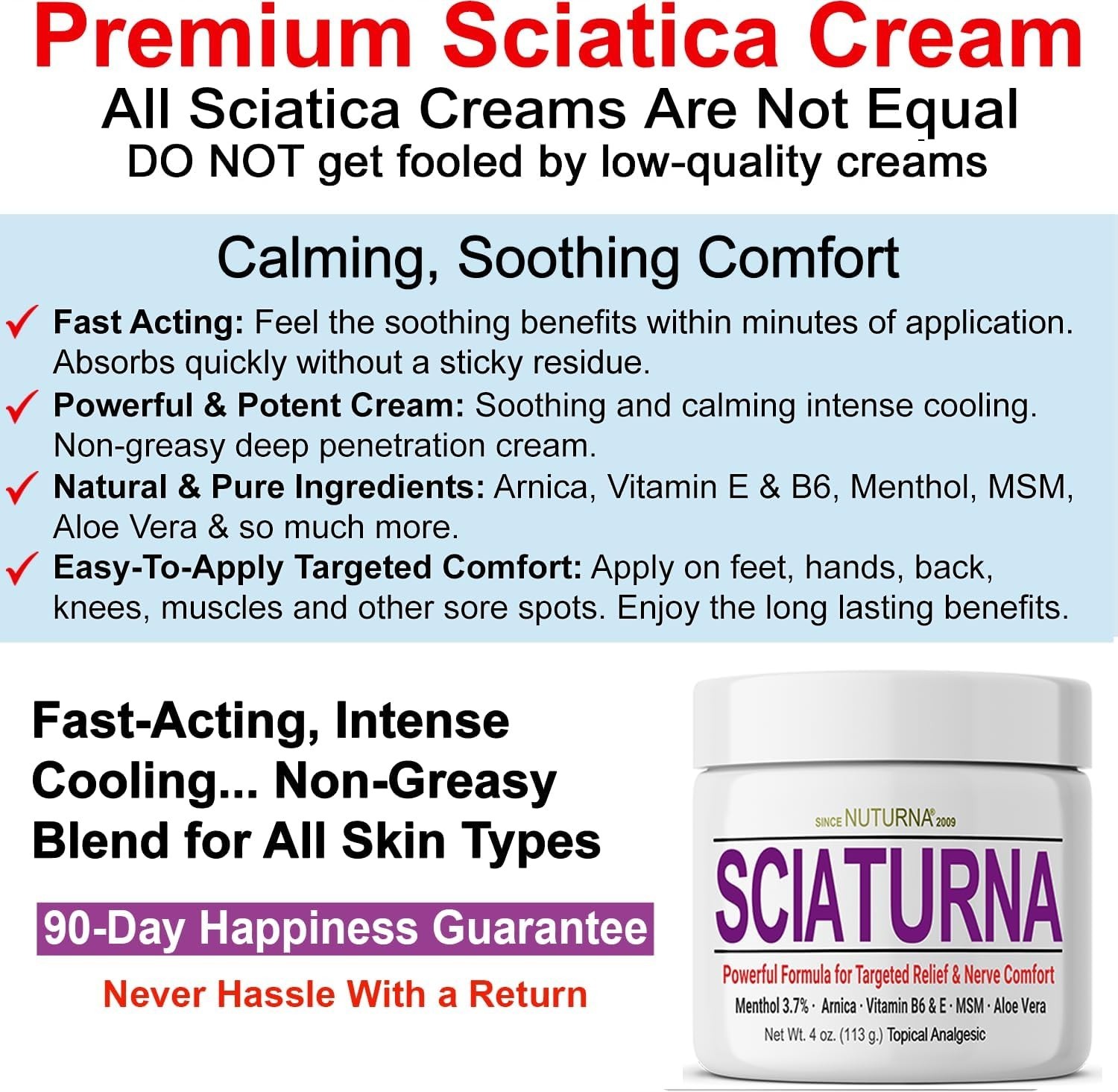 Sciatica Nerve Cream – Maximum Strength Comfort Cream for Feet, Hands, Legs, –
