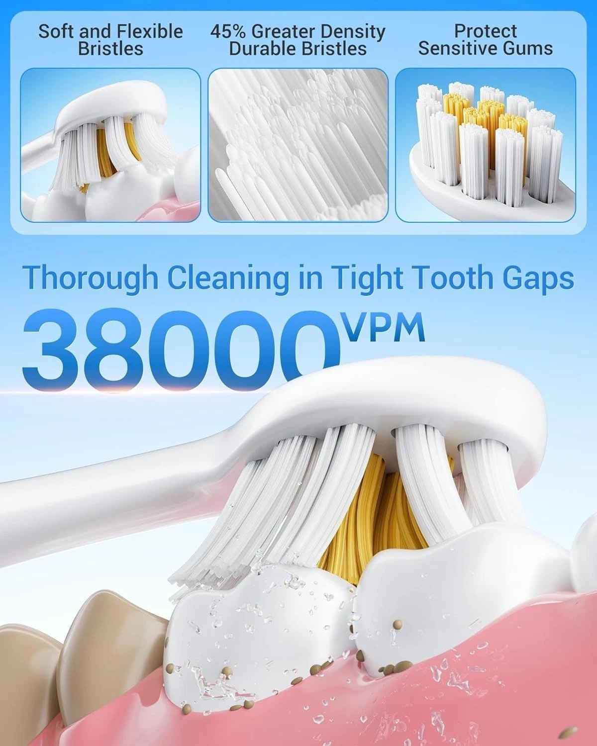 2 Pack Sonic Electric Toothbrush Rechargeable w/12 Brush Heads 6 Modes Timer