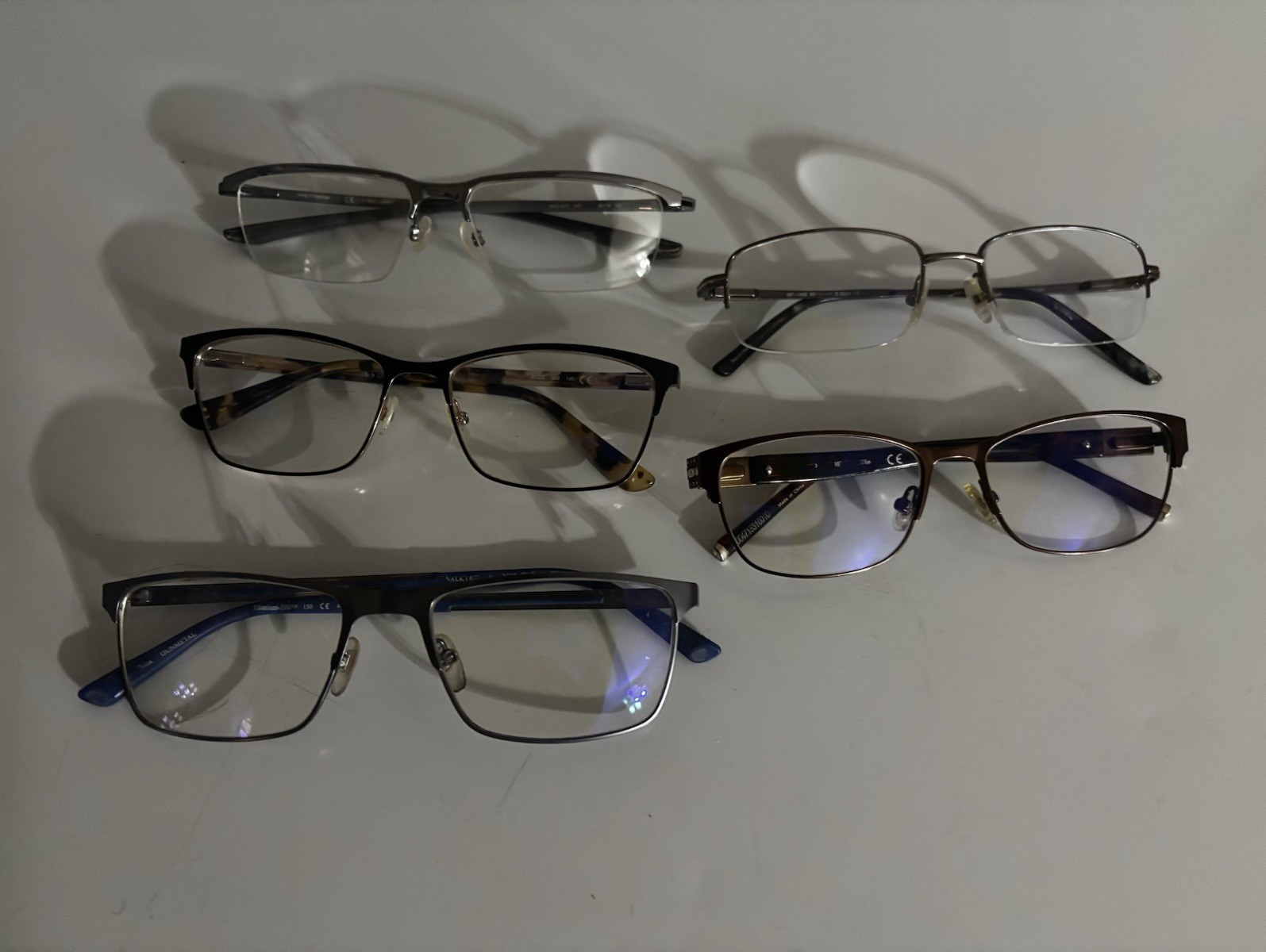 Lot of 5 Full Rim Eyeglasses Frames Unisex Adults Metal/Plastic Multicolor