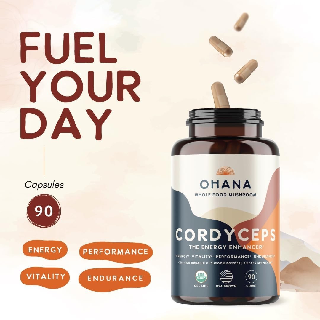 USDA Organic Cordyceps Supplement – Non-GMO and Gluten-Free Energy Boosting
