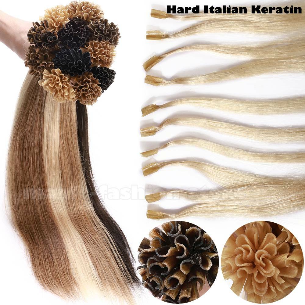 16″-24″ Double Drawn Nail U Tip Human Hair Extensions Pre-bonded Keratin 1g 200g