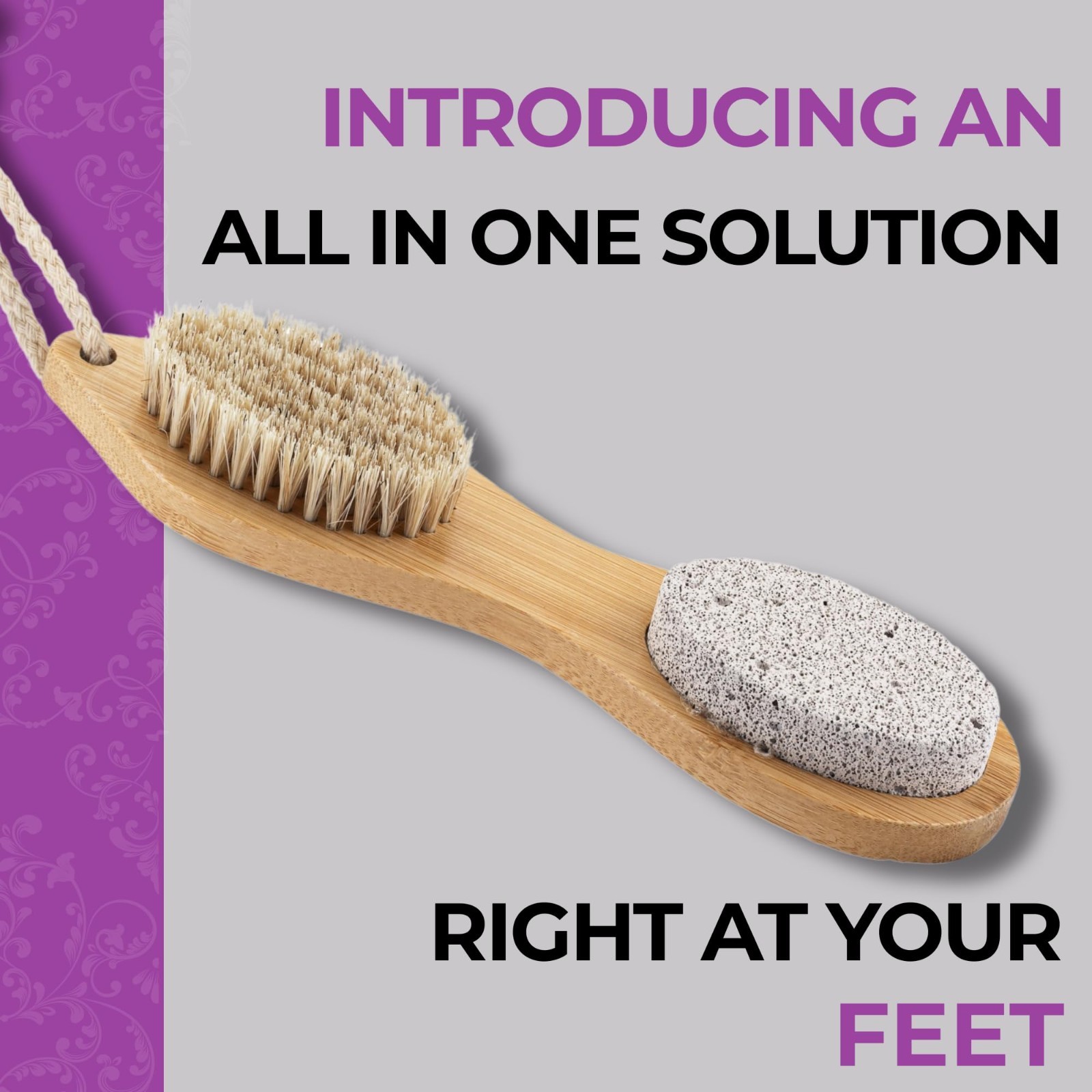 4-in-1 Exfoliating Foot Scrub Kit – Bamboo Pedicure Spa, Callus Remover & File