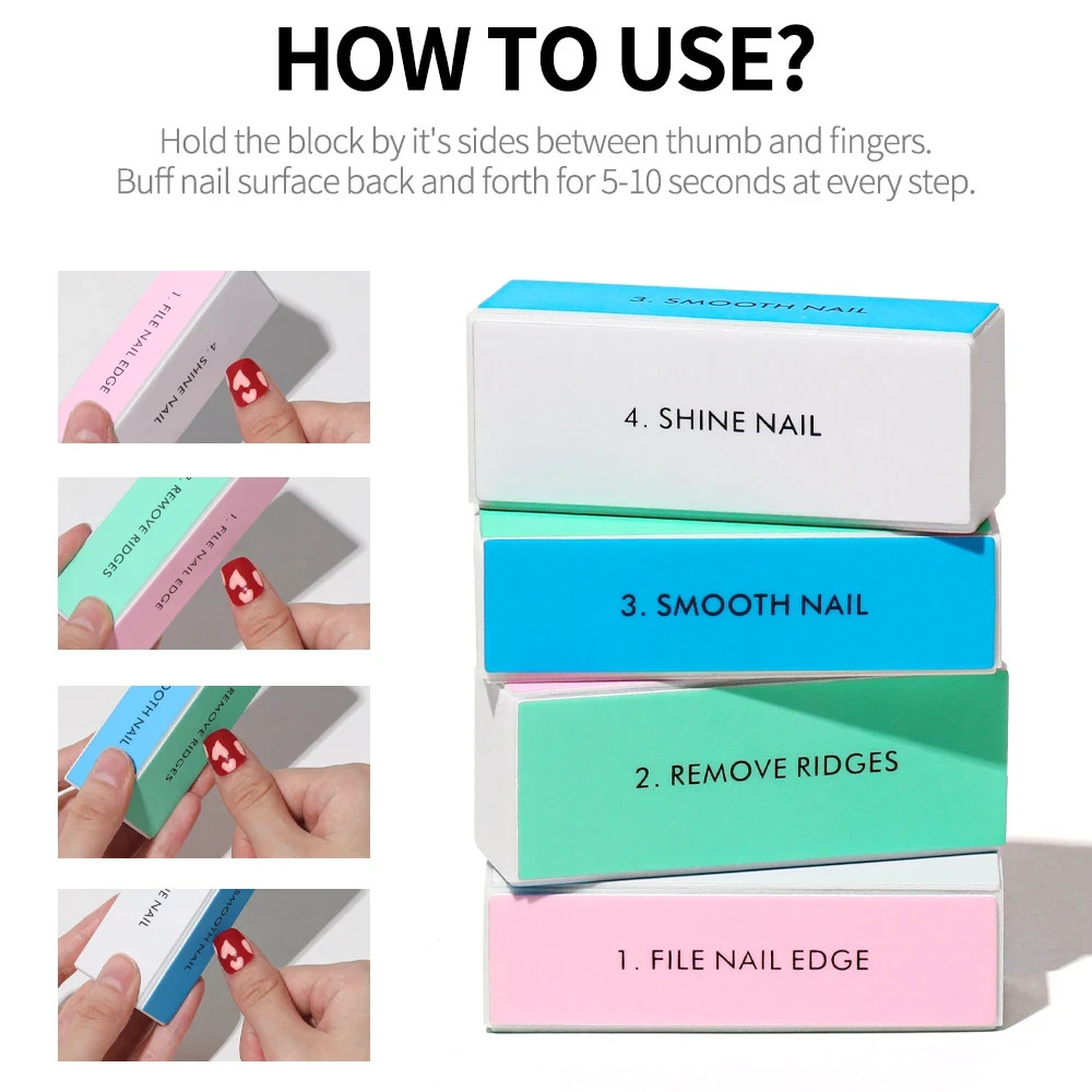 Professional 4 Ways Nail Buffing Block Manicure Pedicure Tools Emery Board Files